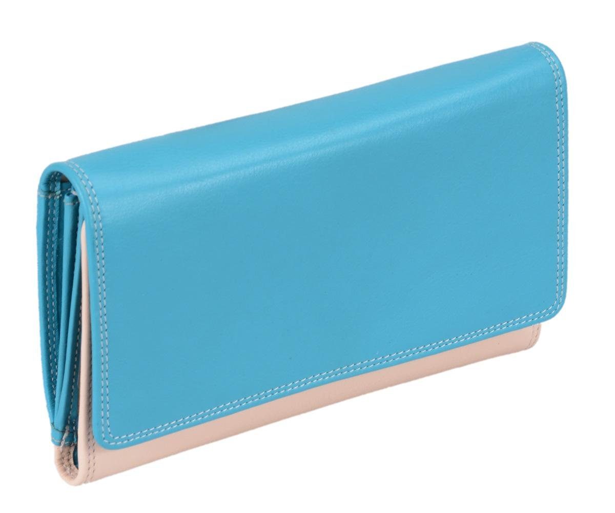 GlücksNugget Geldbörse Leder Damenbörse LEMONDO, türkis-beige