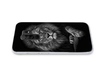 MuchoWow Handyhülle Löwe - Tiere - Schwarz - Weiß, Phone Case, Handyhülle Xiaomi Redmi 9, Silikon, Schutzhülle