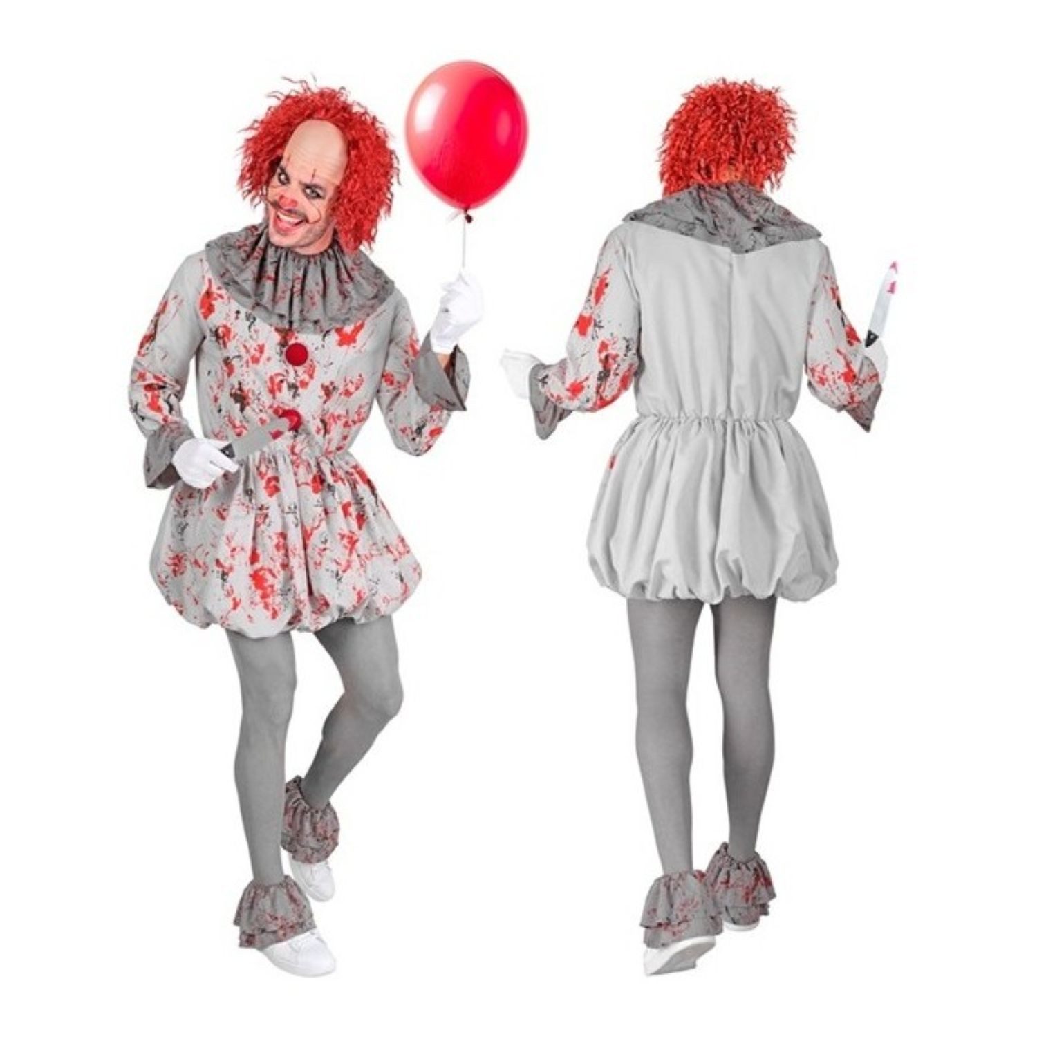 Widmann S.r.l. Clown-Kostüm Kostüm 'Vintage Horror Clown' für Erwachsene, Gra