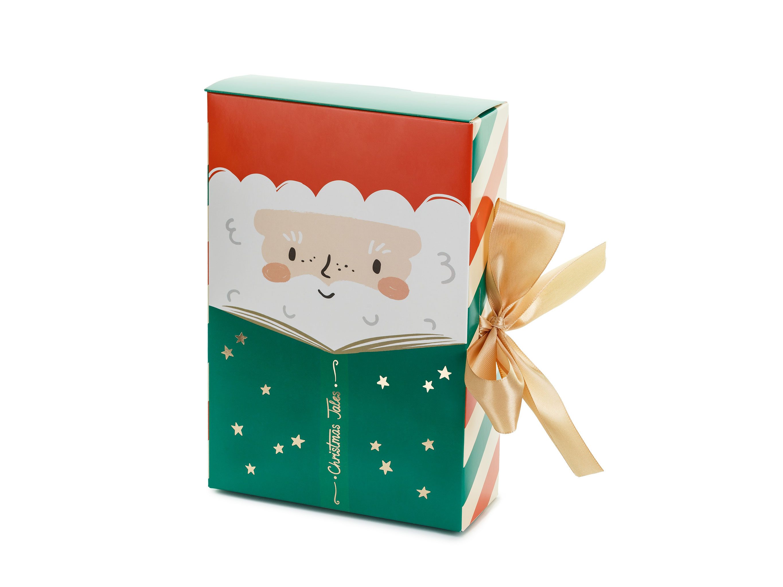 partydeco Geschenkbox, Geschenkbox Weihnachtsmann 6x15x22,5cm mit goldenem Band 1 Stück