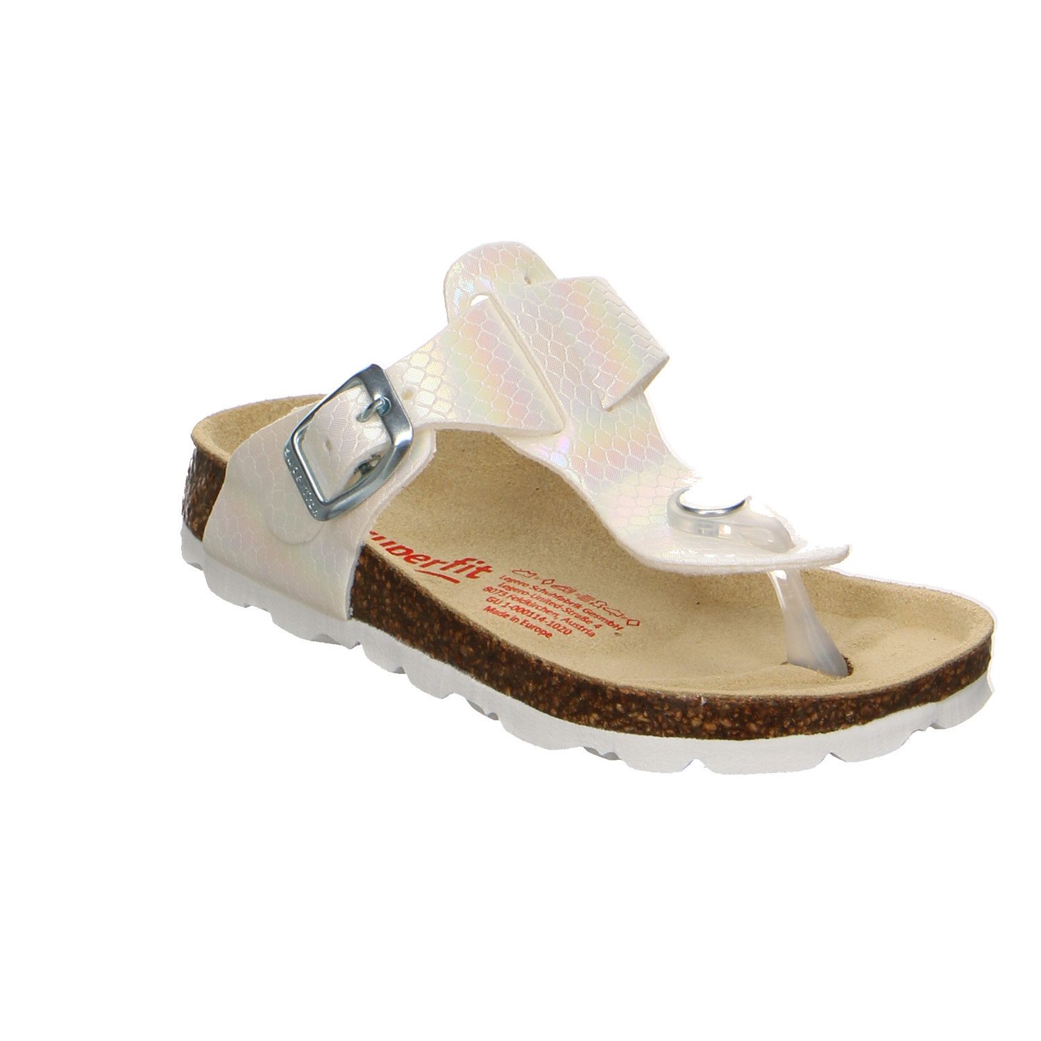 Superfit Superfit Fussbettpantoffel Reptil-Prägung Pantoletten weiss Zehentrenner