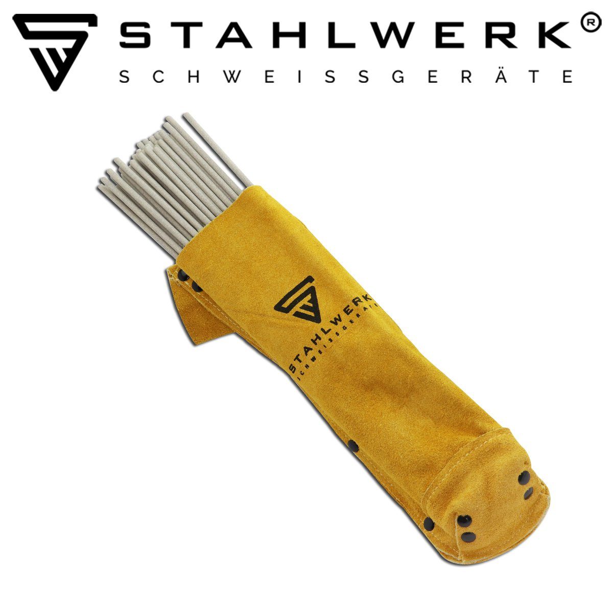 STAHLWERK Werkzeugset Elektrodentasche Elektrodenköcher, (Packung), und dick Leder Schweißstabtasche gefertigt, und langlebig. feuerbeständig - aus Echtleder hitze robust, weich, hochwertigem aus