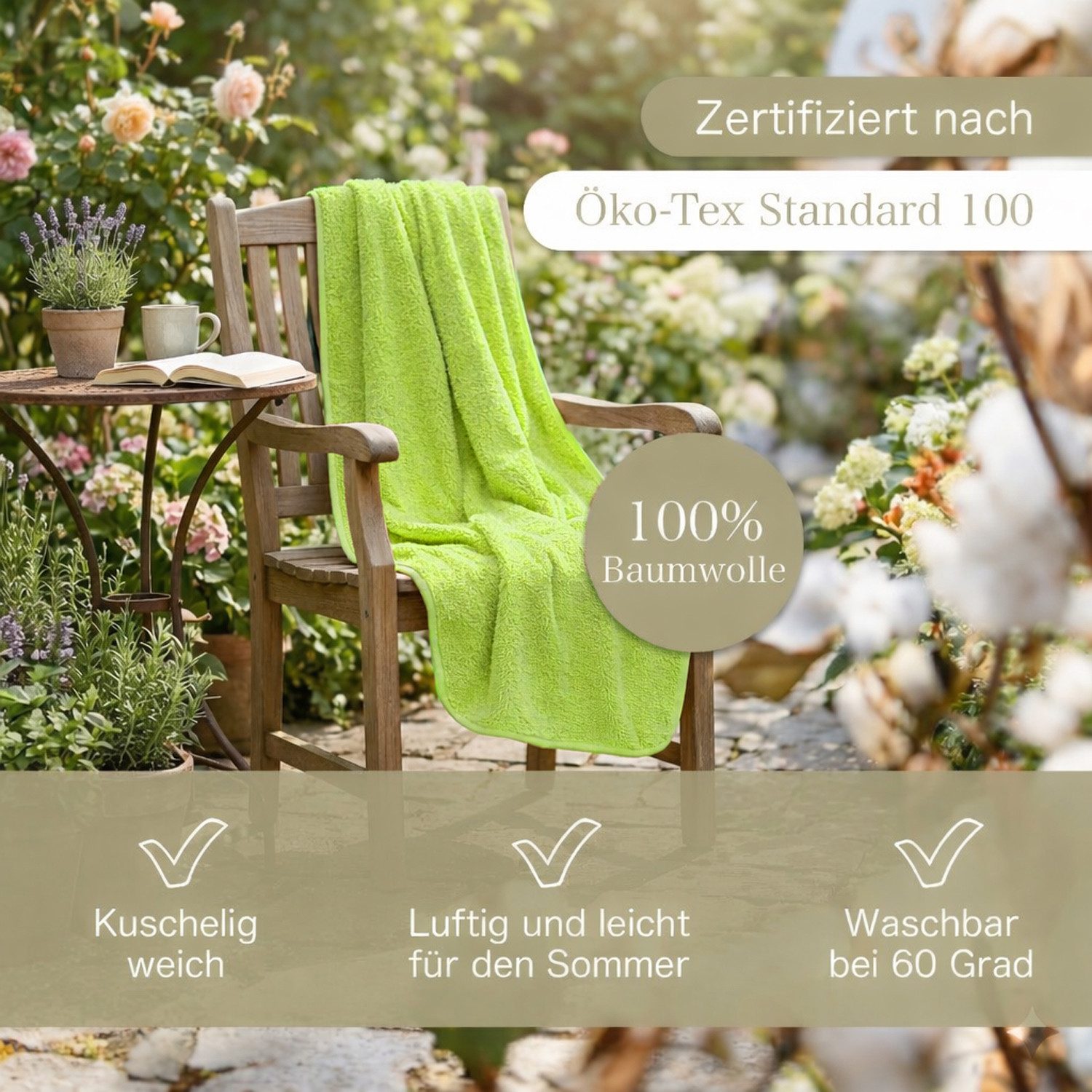 Wohndecke Frotteedecke, KiGATEX, 100% Baumwollfrottee, 150 x 200 cm