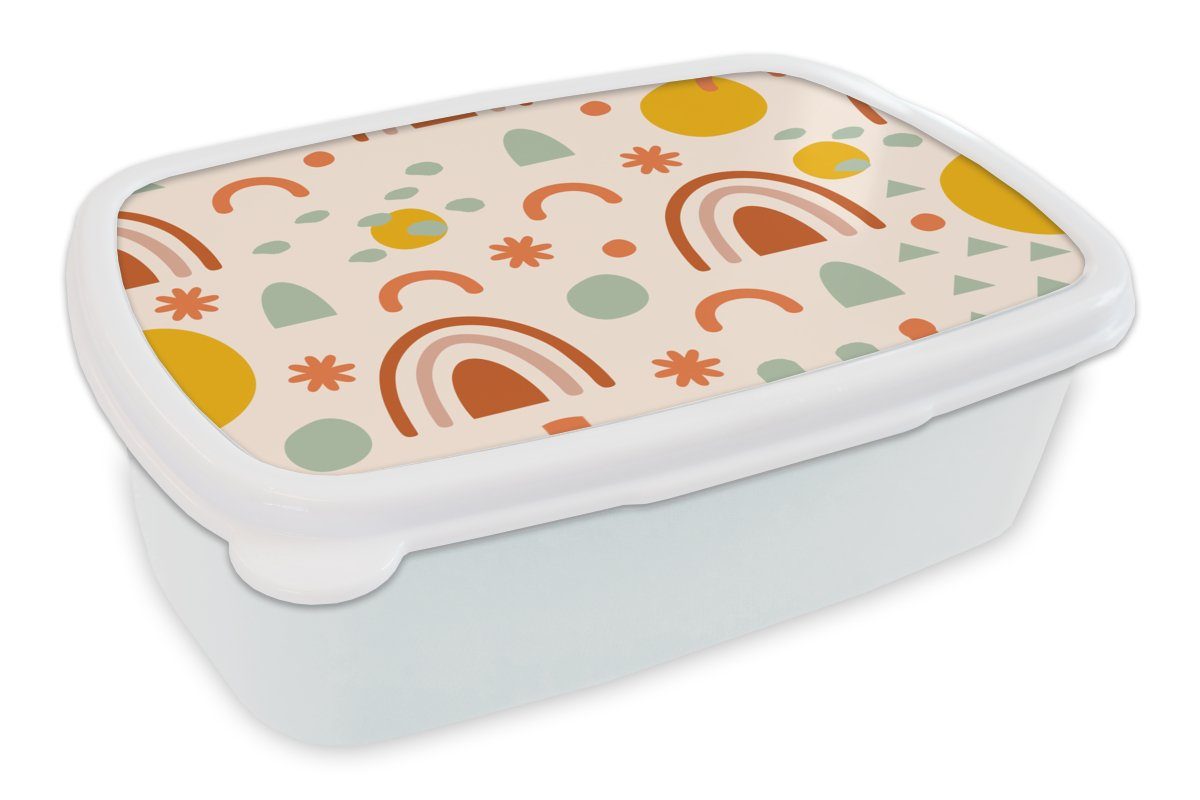 MuchoWow Lunchbox Wetter - Muster - Pastell, Kunststoff, (2-tlg), Brotbox für Kinder und Erwachsene, Brotdose, für Jungs und Mädchen weiß