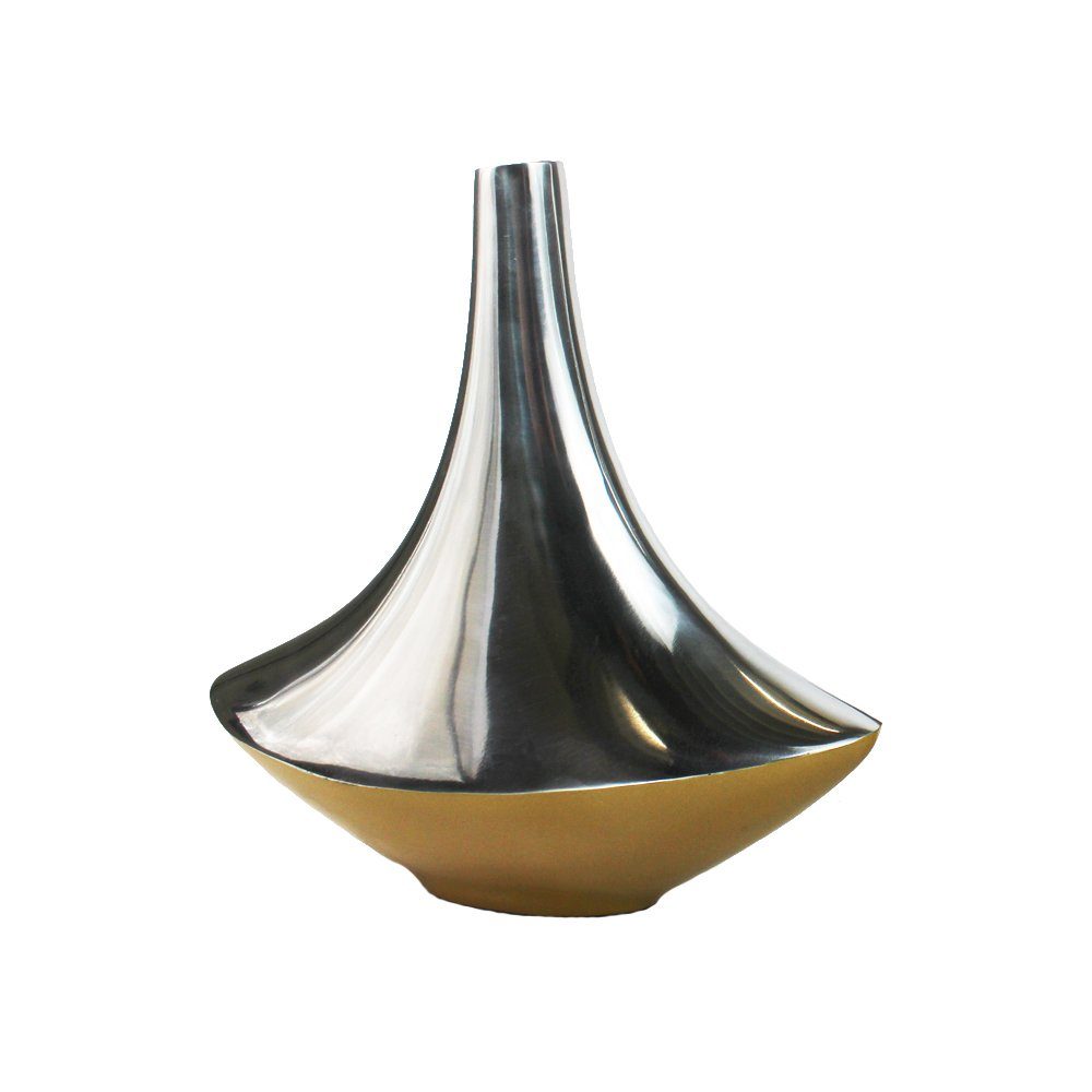 Tischvase Vase Design schwere Filzgleiter Aluminium Dekovase mit Schiffchen der Oval Gold/Silber, Arnusa Ausführung aus auf Unterseite,