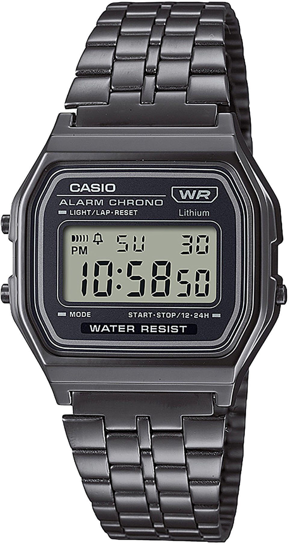 CASIO VINTAGE Chronograph A158WETB-1AEF, Quarzuhr, Armbanduhr, Damen, Herren, digital, retro, Stoppfunktion
