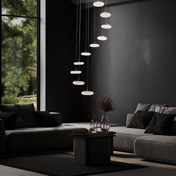 Globo LED Pendelleuchte, LED-Leuchtmittel fest verbaut, Warmweiß, 70 Watt LED Decken Pendel Leuchte Wohn Zimmer Beleuchtung 10x Ringe