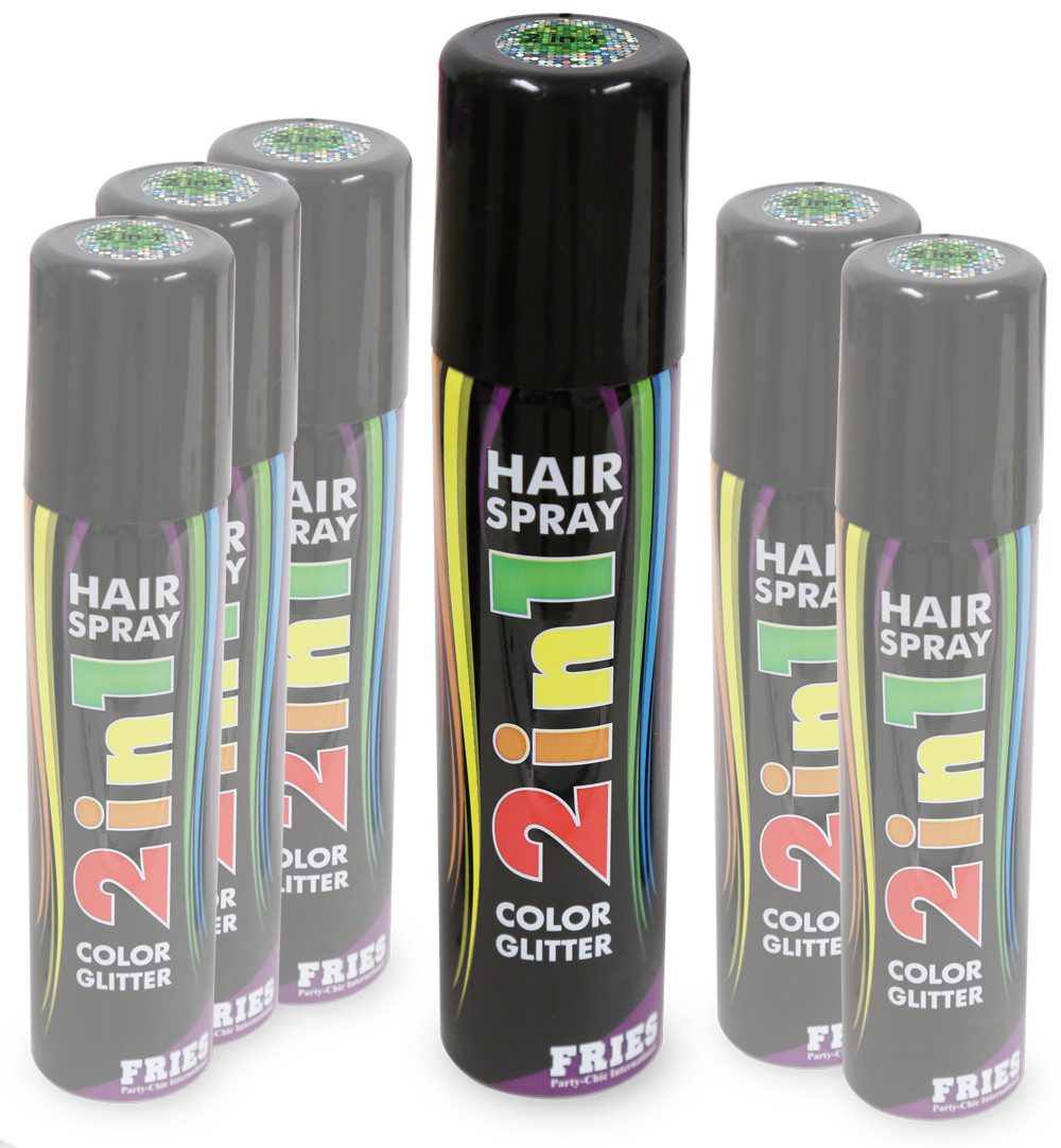 Fries Haarfarbe Haarspray 2 in 1 Color Glitter Haar Spray farbiges Sprühdose 100ml, Farbe und Glitzer in einem