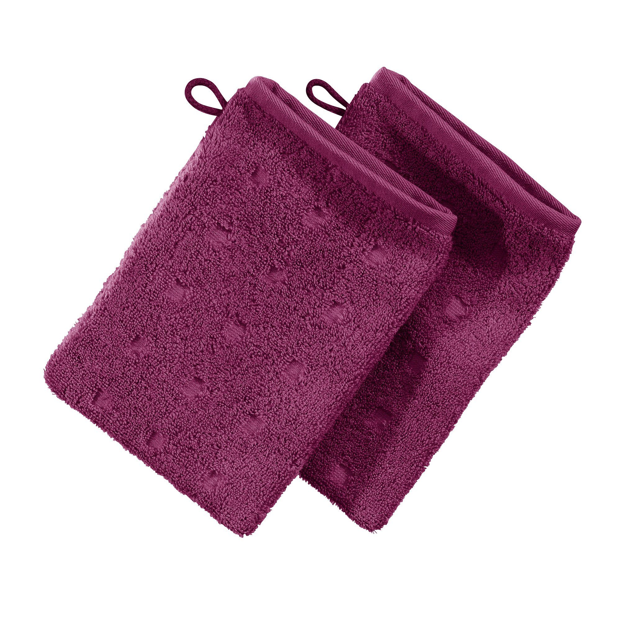 Möve Waschhandschuh Waschhandschuh "Quadretti" 2er-Pack, Frottier, Walk-Frottier Uni/Hoch- Tiefstruktur