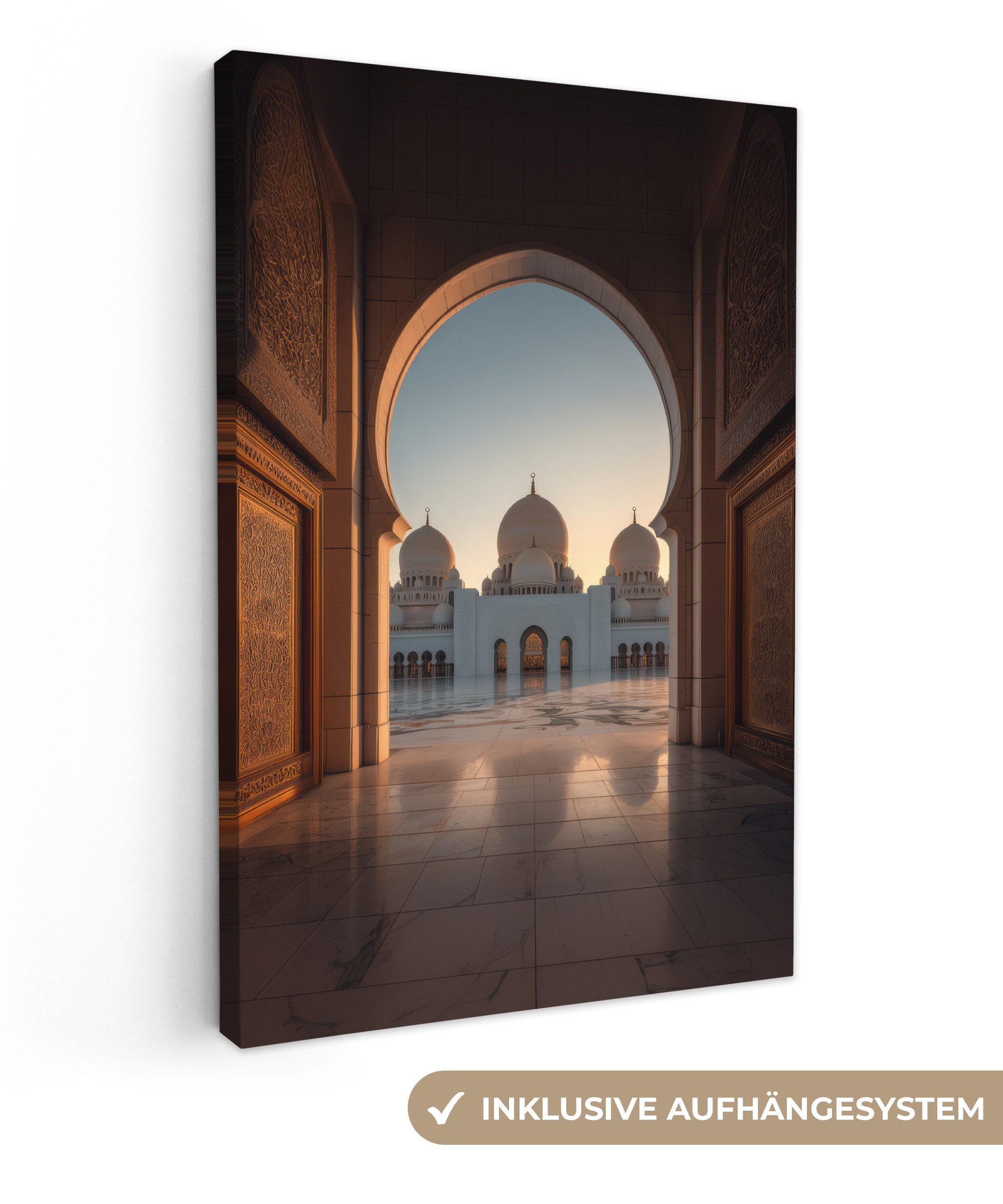 OneMillionCanvasses® Leinwandbild Sonnenaufgang - Weiße Kuppeln - Platz - M günstig online kaufen