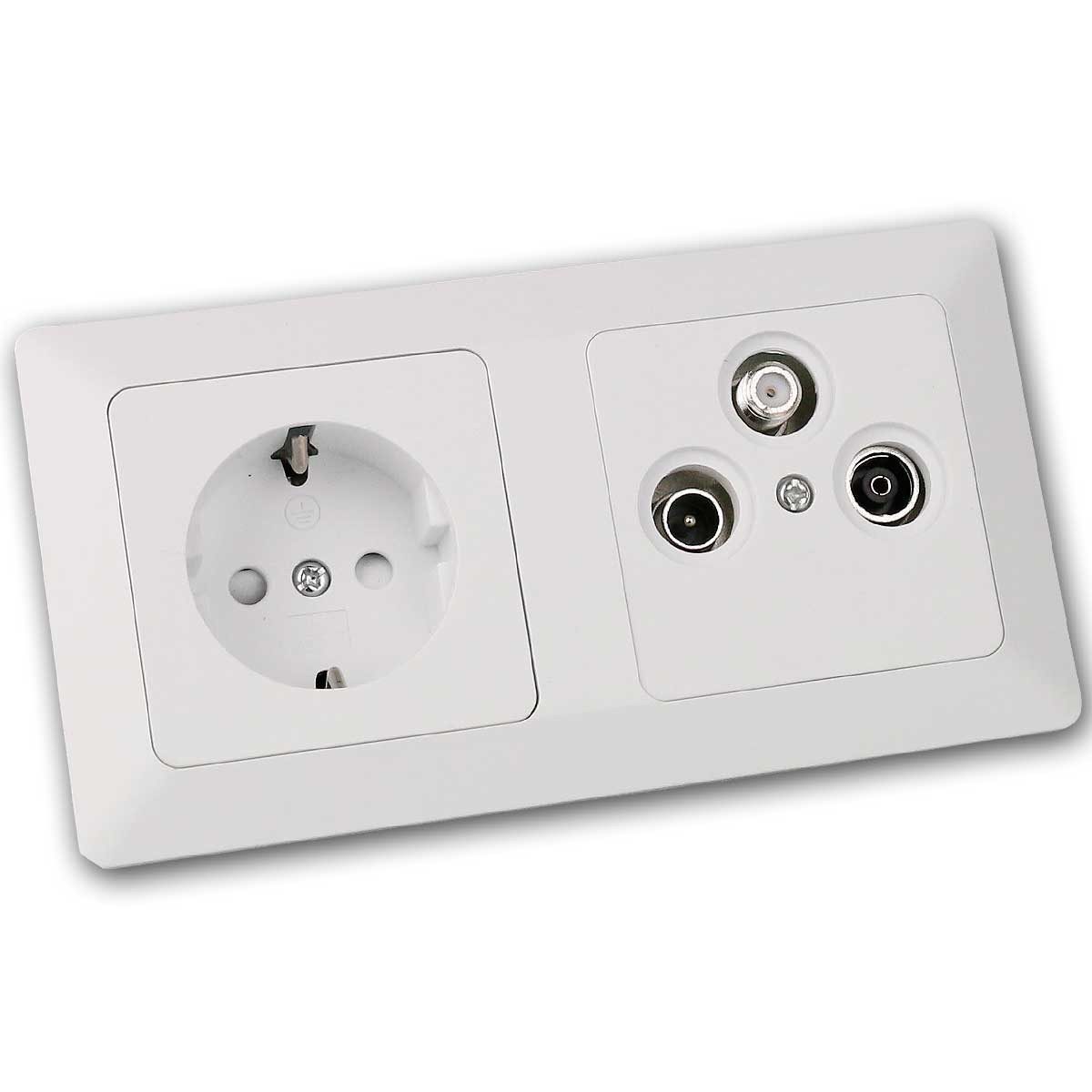 ChiliTec Unterputz-Steckdose MILOS Kombi Steckdose + SAT-Dose, weiß matt, UP