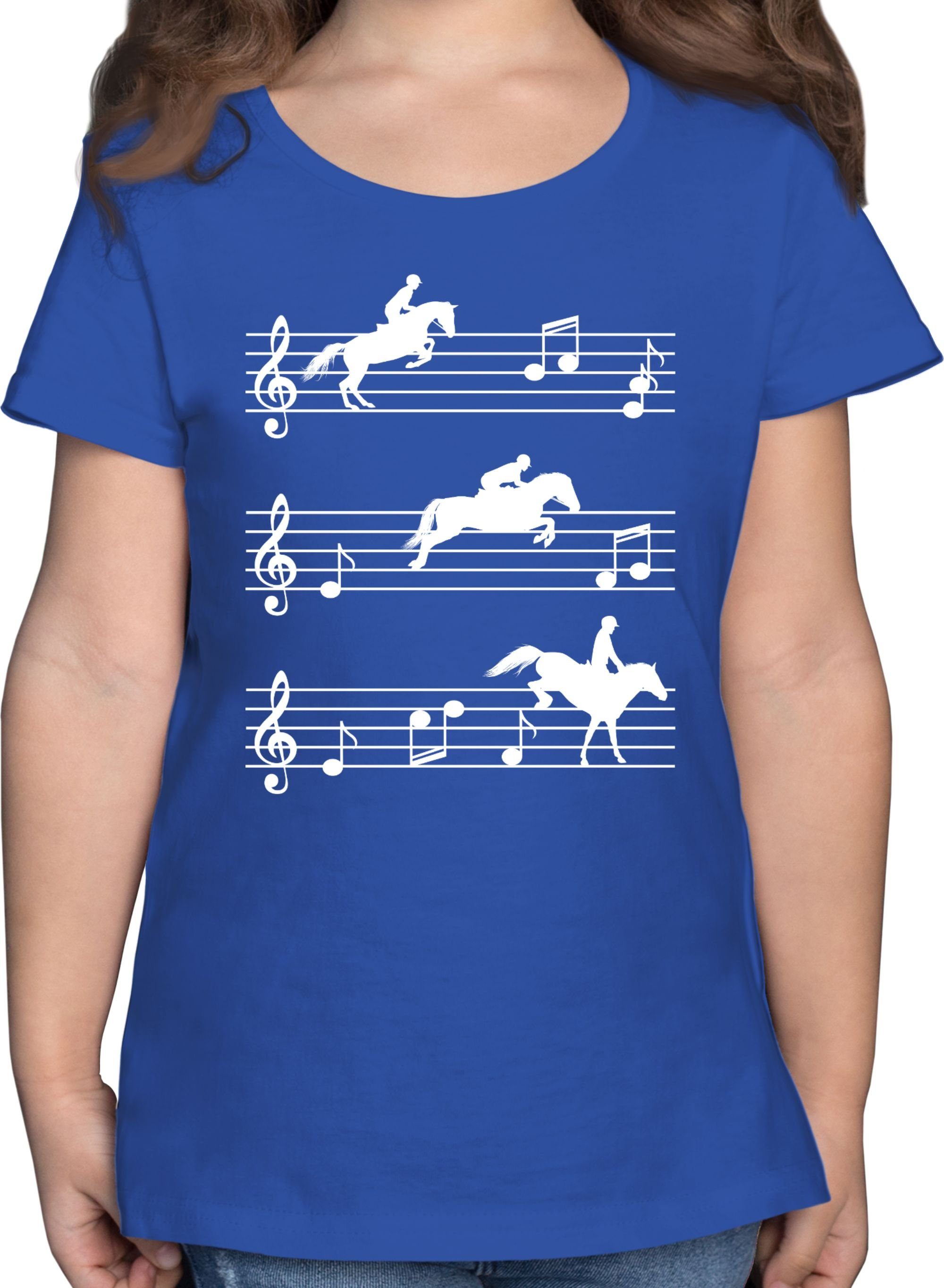Royalblau Musiknoten T-Shirt Pferd - auf weiß Pferde Shirtracer 3