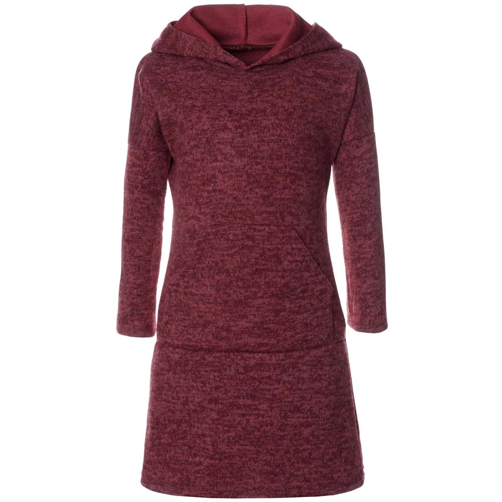 Kapuze BEZLIT Mädchen Kängurutasche Bordeaux mit Pullover-Kleid (1-tlg) Blusenkleid