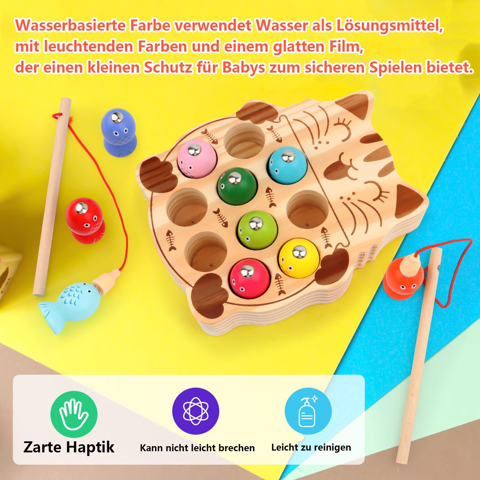 Flintry Lernspielzeug Montessori Spielzeug 2 in 1 Holz Magnetspiel, Angelspiel, Spielzeug ab 3 Jahre Angelspiel Magnetspielzeug Lernspielzeug – Bild 5 von 5