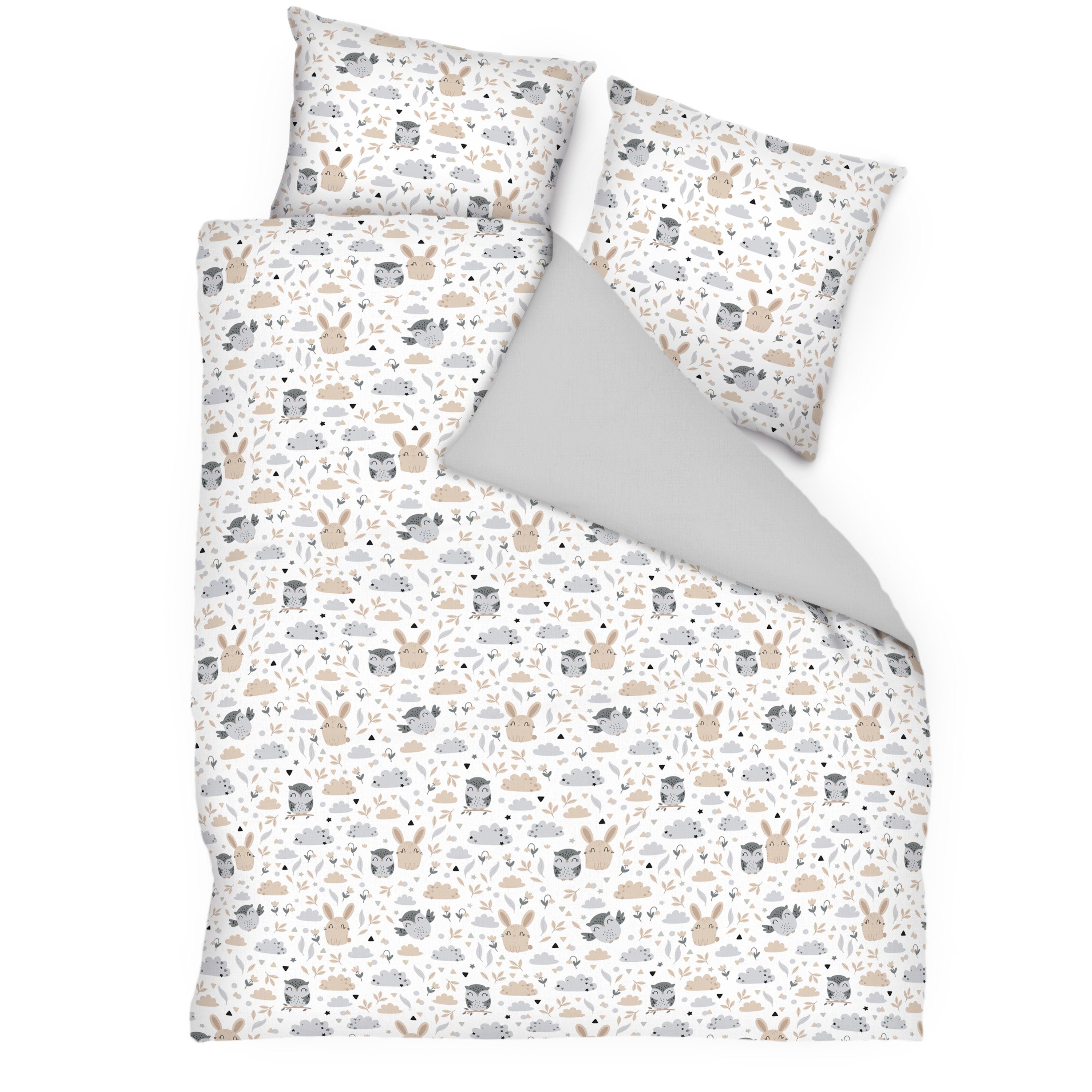 Amilian Bettwäsche Bettbezug 155 x 200 cm und 2 x Kopfkissenbezug 80x80 cm, 3 teilig, 100% Baumwolle