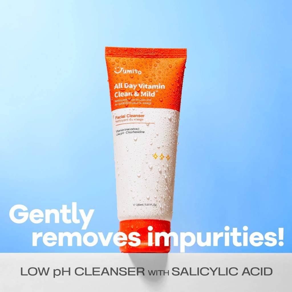 Jumiso Gesichts-Reinigungsschaum All Day Vitamin Clean Mild Facial Cleanser 150 ml – sanftes, Reinigungsgel mit Salicylsäure & Vitamin C, pH-hautneutral