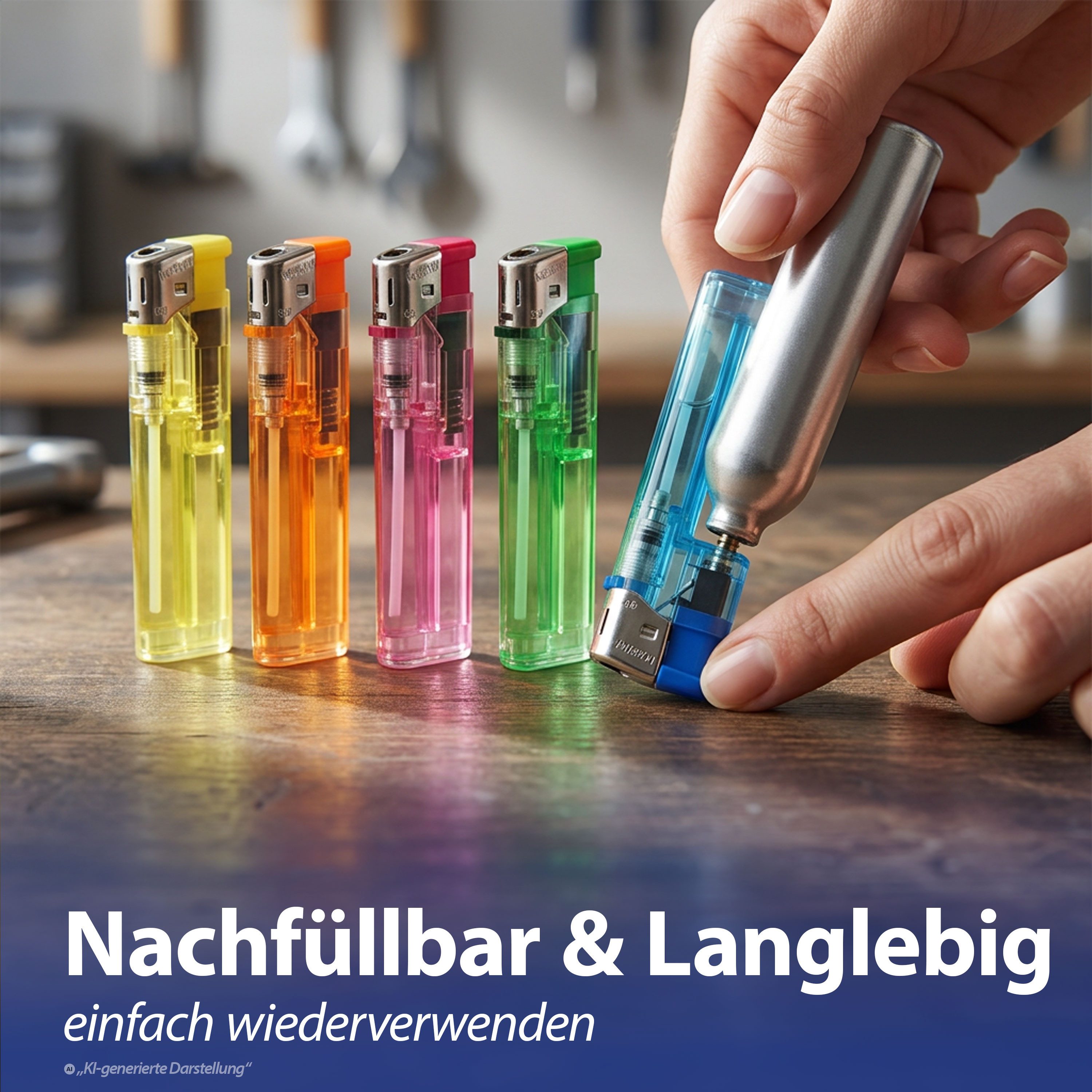 CEPEWA Feuerzeug Elektronik Feuerzeug 50 Stück 5 Farben transparent ABS nachfüllbar – Bild 4 von 5