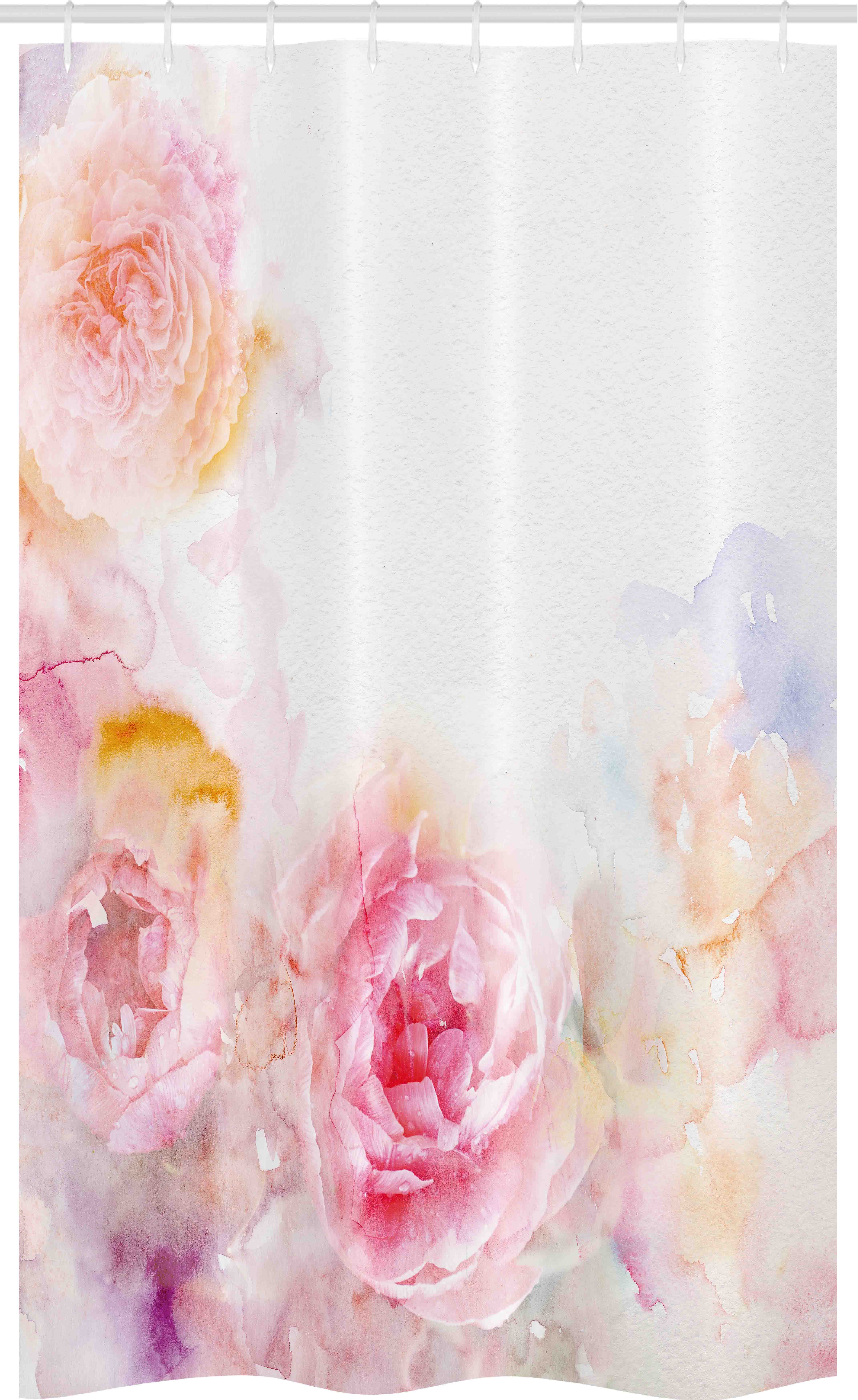Abakuhaus Duschvorhang Badezimmer Deko Set aus Stoff mit Haken Breite 120 cm, Höhe 180 cm, Shabby Chic Pale Pink Roses