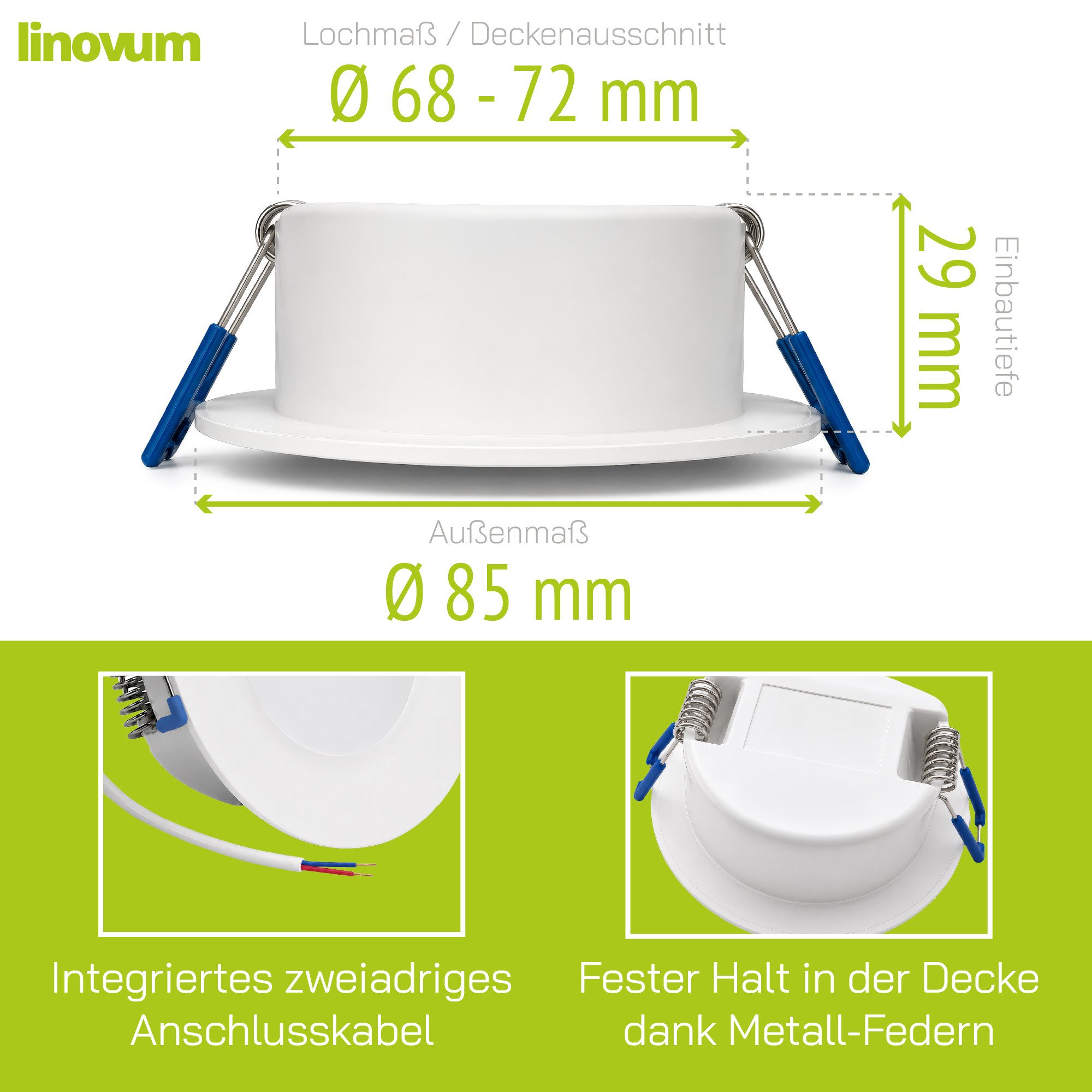 linovum LED Außen-Deckenleuchte WEEVO Einbauleuchte Einbauspot mit LED 5W neutralweiß IP44 Bad Spot, Neutralweiß
