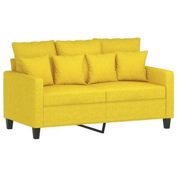 vidaXL Sofa 2-tlg. Sofagarnitur mit Kissen Hellgelb Stoff