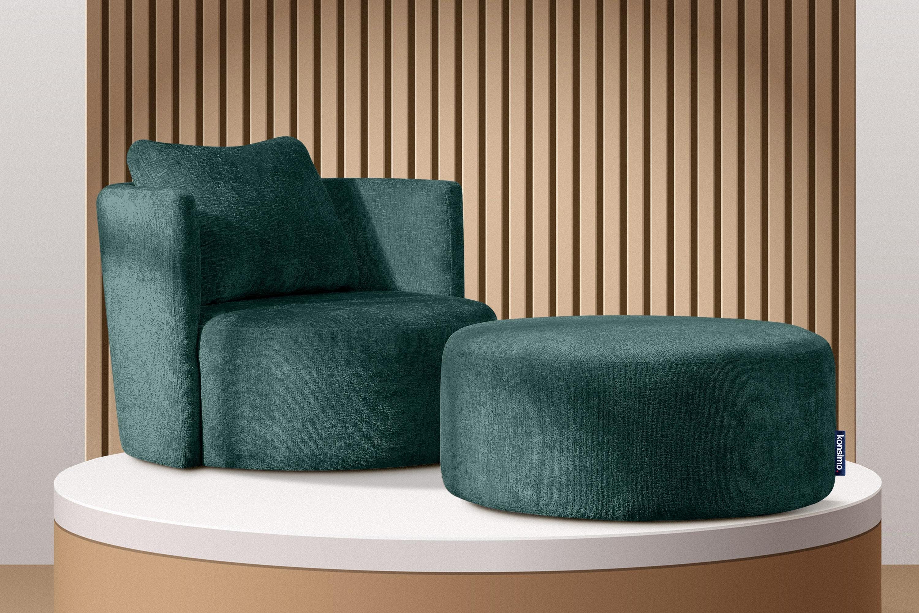 Pouf, Chenille, Stil Sitzhocker mit Konsimo im RAGGI 360° Polsterhocker Drehfunktion, modernistischen