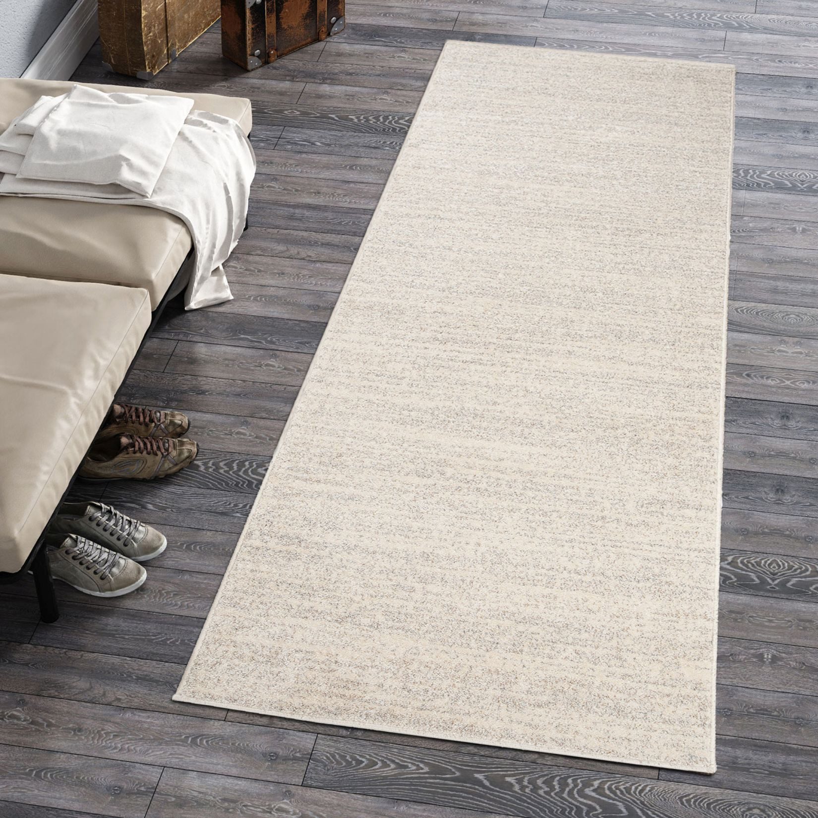 Mazovia Läufer Modern Einfarbig Beige Creme Flur, Schlafzimmer, Diele, Fußbodenheizung – Bild 2 von 5