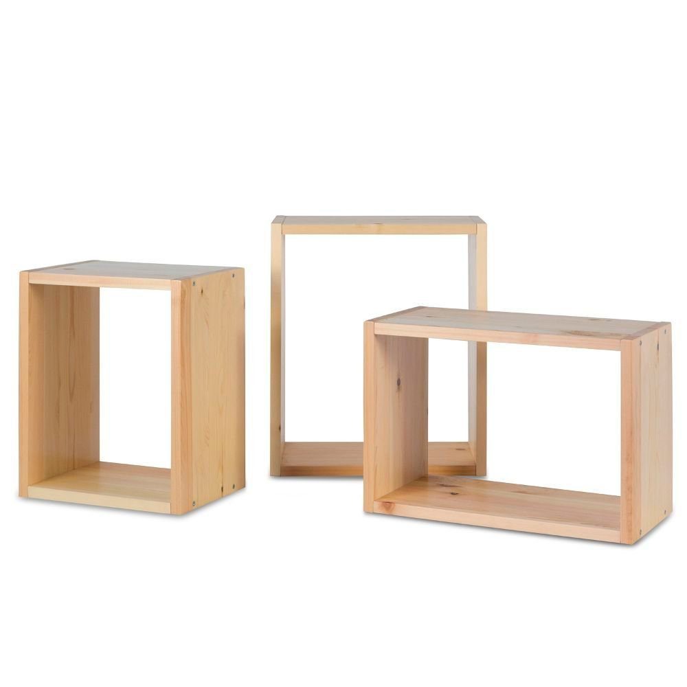 Homestyle4u Wandregal Regal 3er Set Hängeregal Holzregal Holz Natur günstig online kaufen
