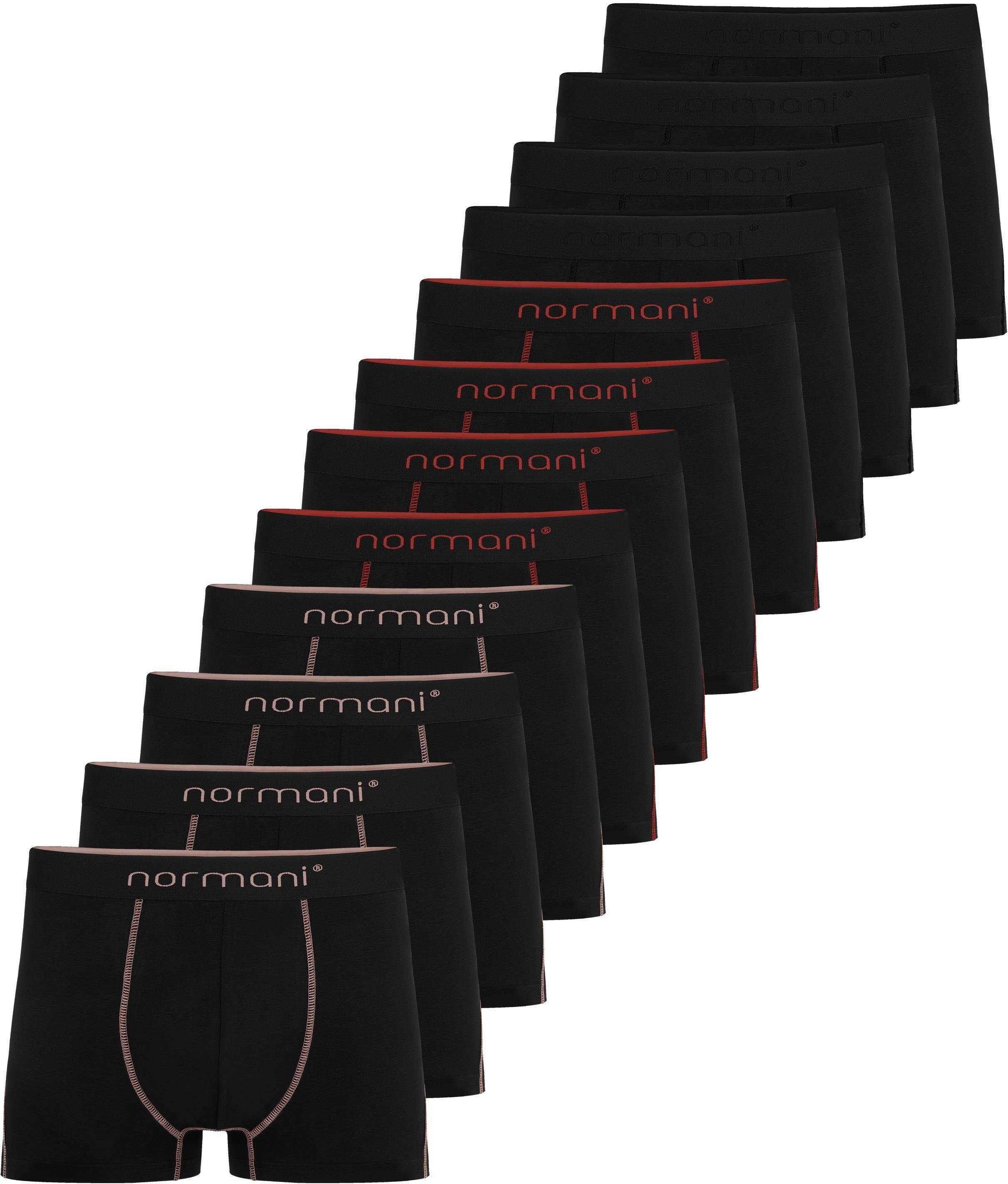 normani Boxershorts 12 x Herren Baumwoll-Boxershorts Unterhose aus atmungsaktiver Baumwolle für Männer Lachs/Rot/Schwarz