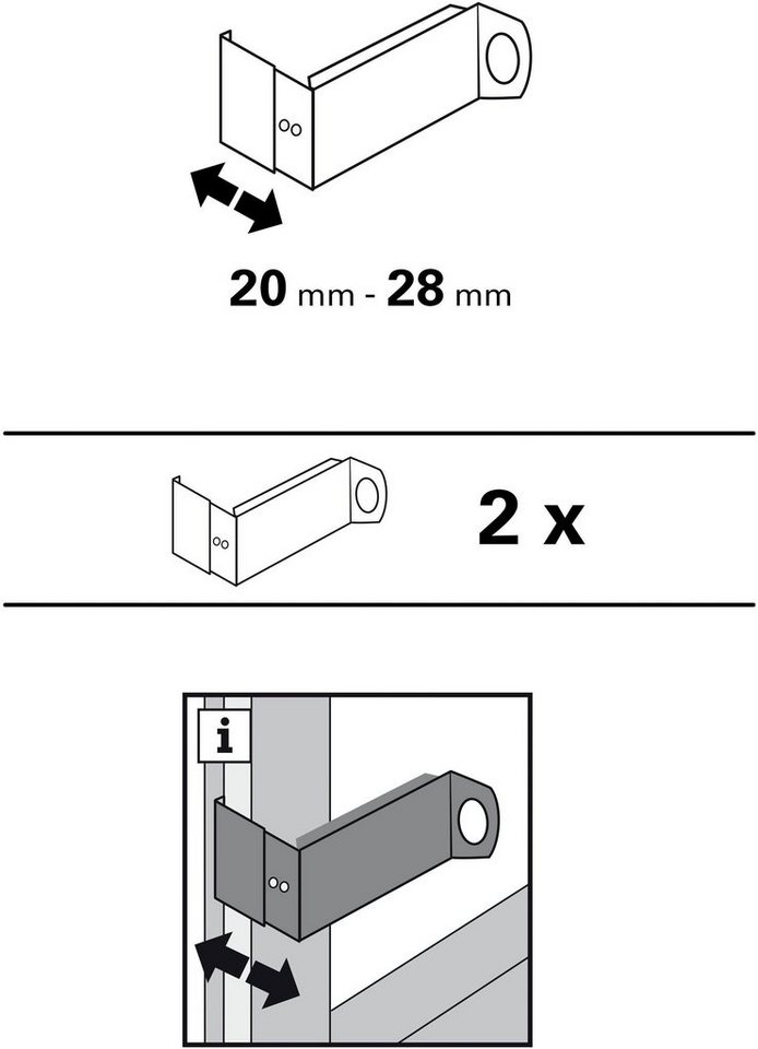 Verbinder Spannvitrage-Adapter, GARDINIA, (Set, 2-St), Serie Spannvitrage Ø  7/9 mm, Für Fensterflügelstärken von 20 - 28 mm