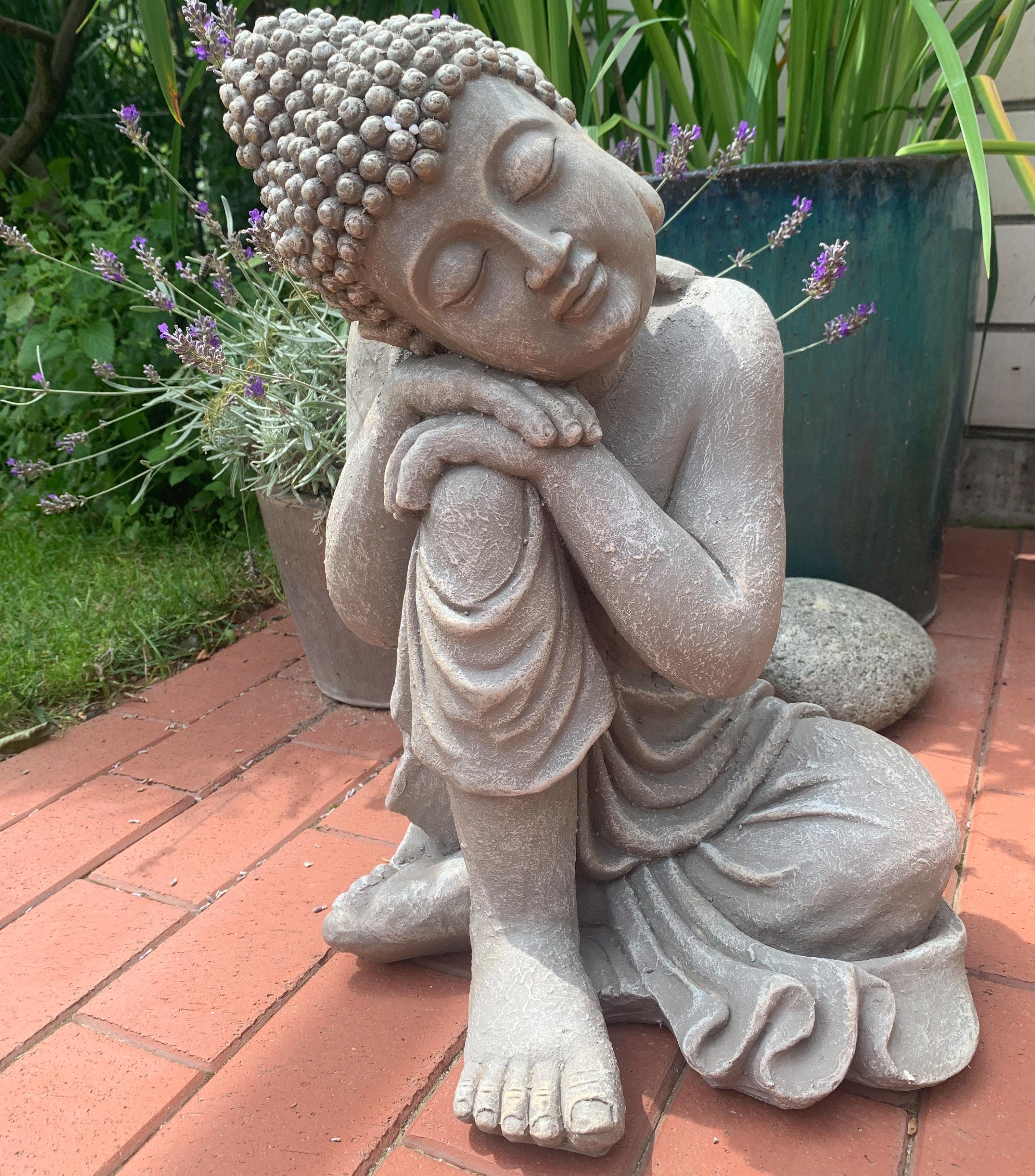 Dekofigur Buddha LED Kugelleuchte natürlicher Stein-Optik 