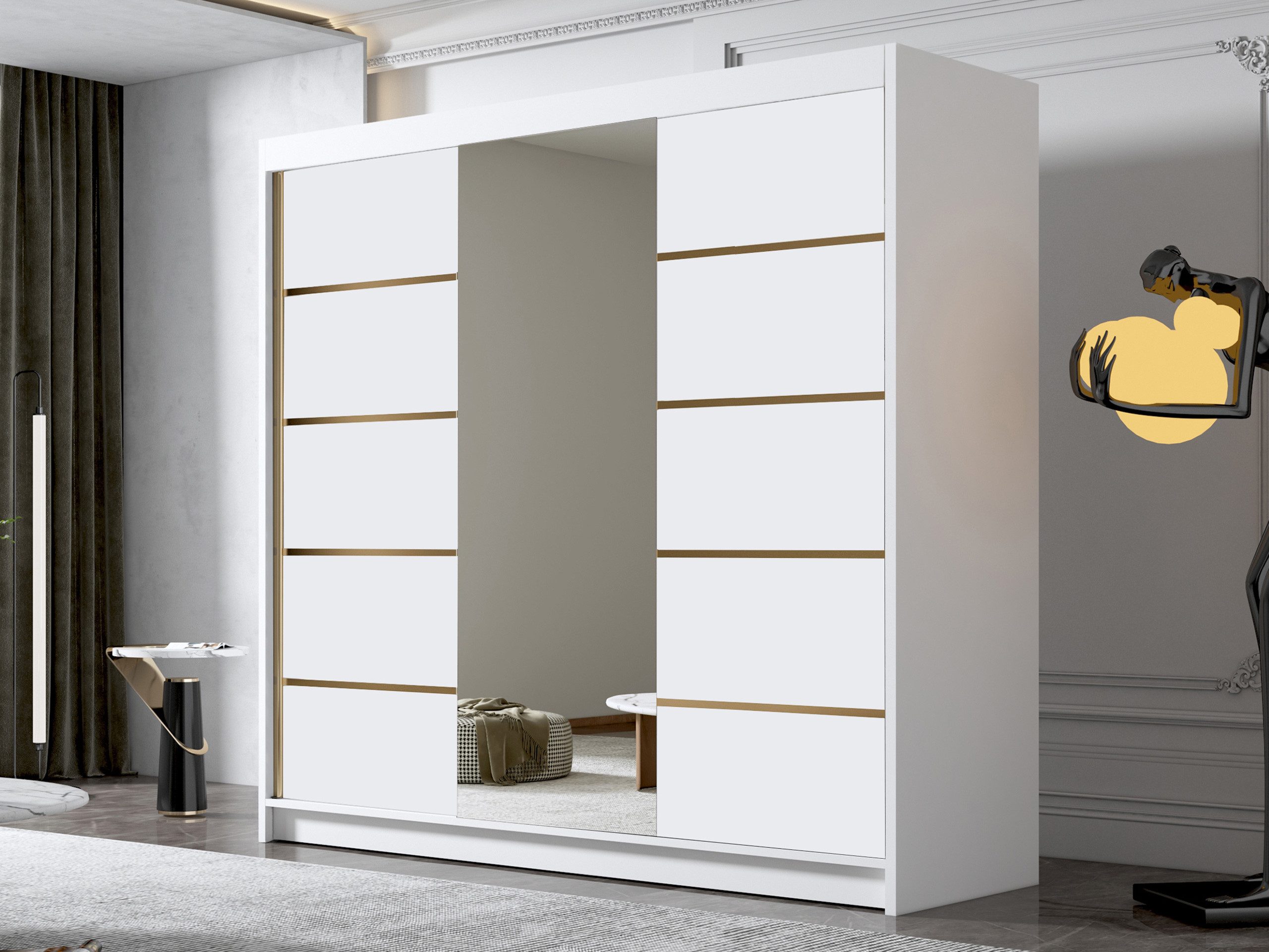 MIRJAN24 Kleiderschrank Evo VI (mit drei Schwebetüren) 200x58x215 cm, Front günstig online kaufen