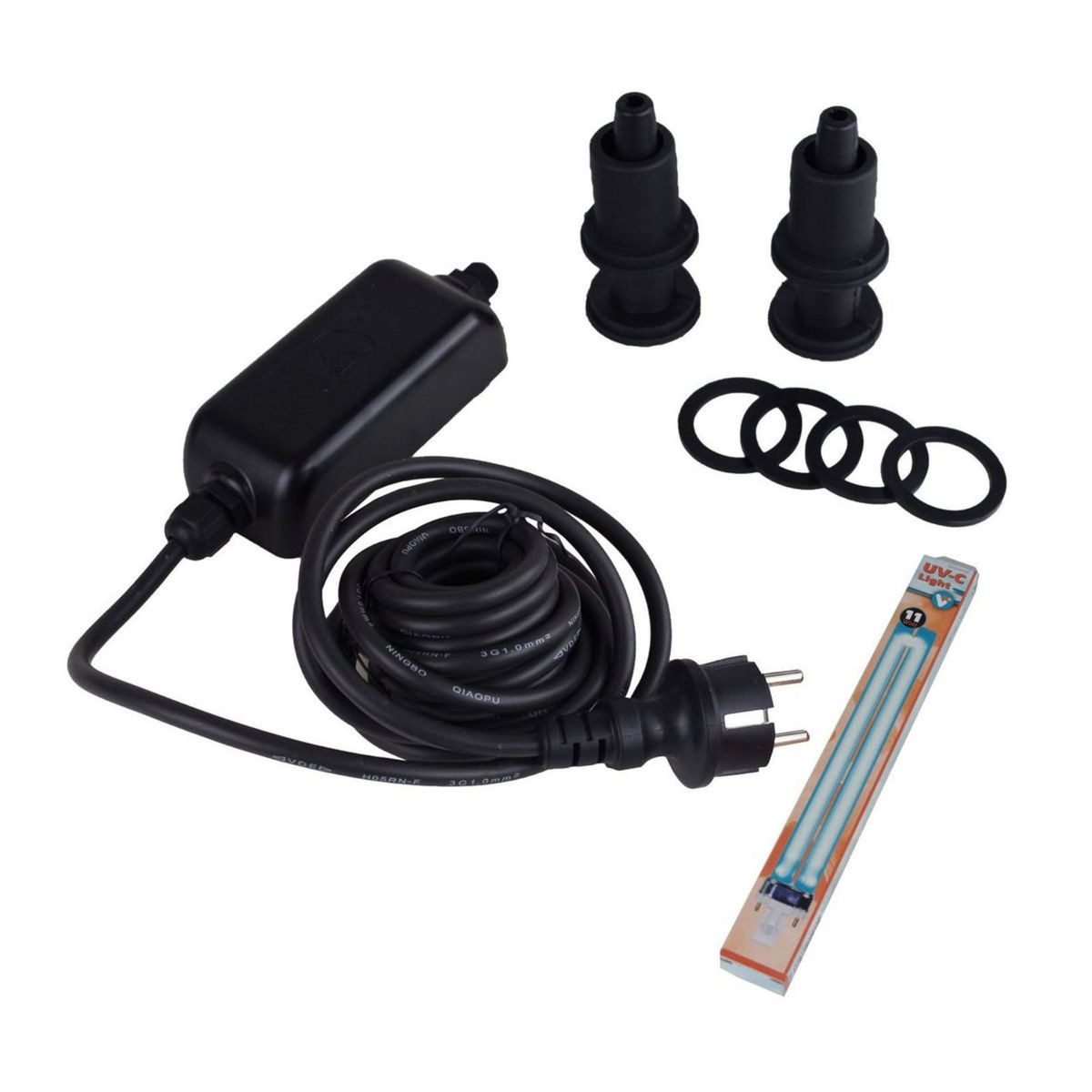 Velda Teichfilter Clean Pond UVC Teichklärer UV-C 11Watt Filter Algenfilter Wasserklärer, 2 Anschlüsse für Schlauchtüllen, 4 Dichtungsringe