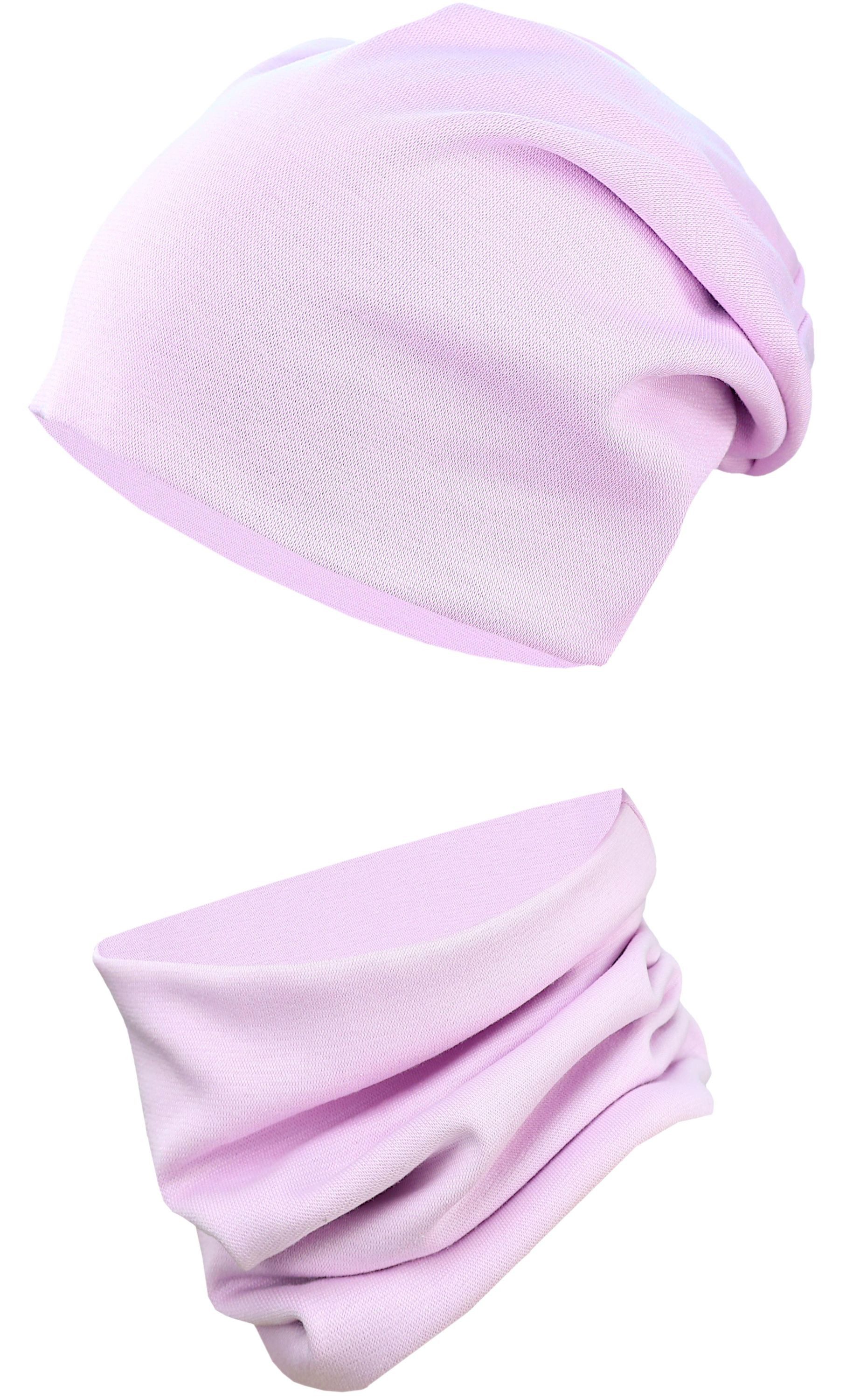 TupTam Beanie Kinder Beanie Mütze Schlauchschal Set aus Jersey und Rippstoff