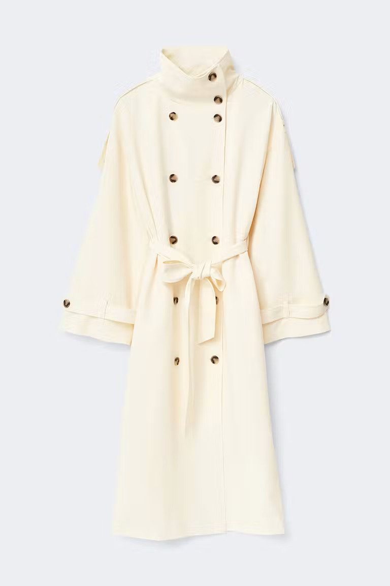 Gina Tricot Trenchcoat - Damen Mantel - langer Trenchcoat mit Gürtel und Schlitz