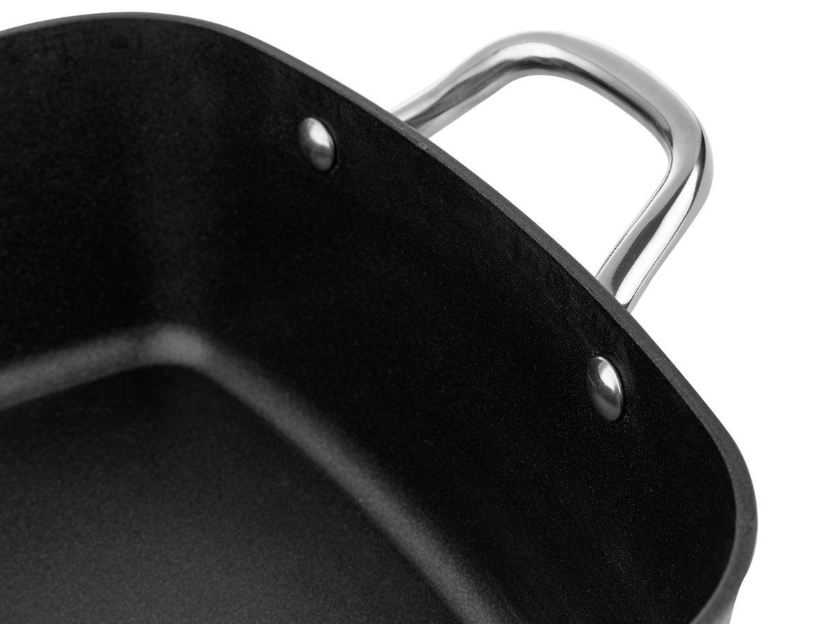 Florina Kochtopf Eleganter schwarzer Verarbeitungsqualität) Kochtopf, hohe Topf, quadratischer Glasdeckel, Aluminiumguss (Sehr