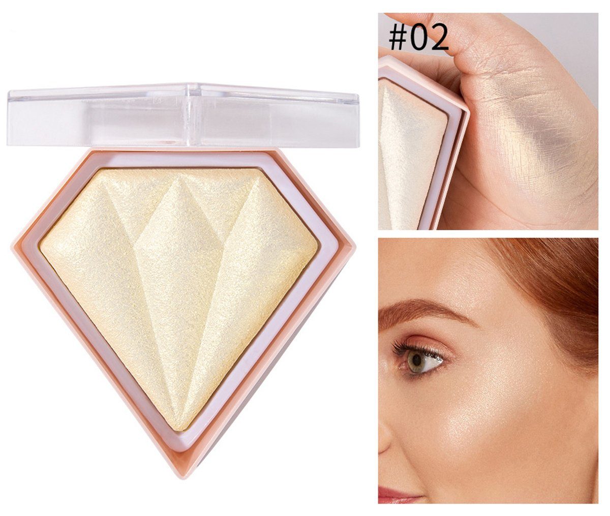 Haiaveng Highlighter Diamant-Leuchtpuder-Palette, Nude- gold und glänzendes natürliches für Konturen-Make-up