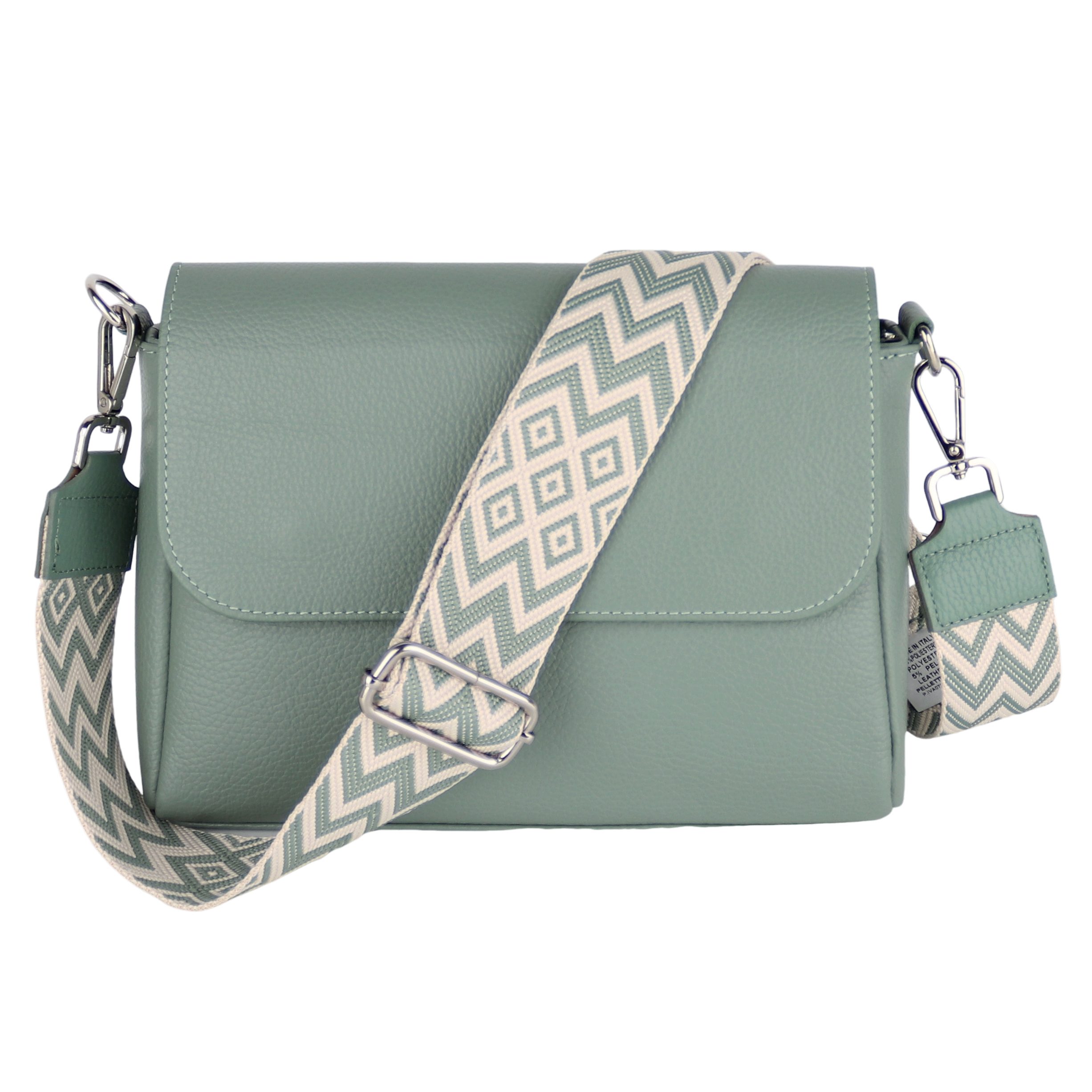 MIRROSI Umhängetasche Damen, Crossbody Bag, Echtleder Made in Italy (1 Tasche 2 Gurte oder Basic Version 1 Tasche 1 Gurt), 27x20x7cm (BXHXT) Mittelgroß