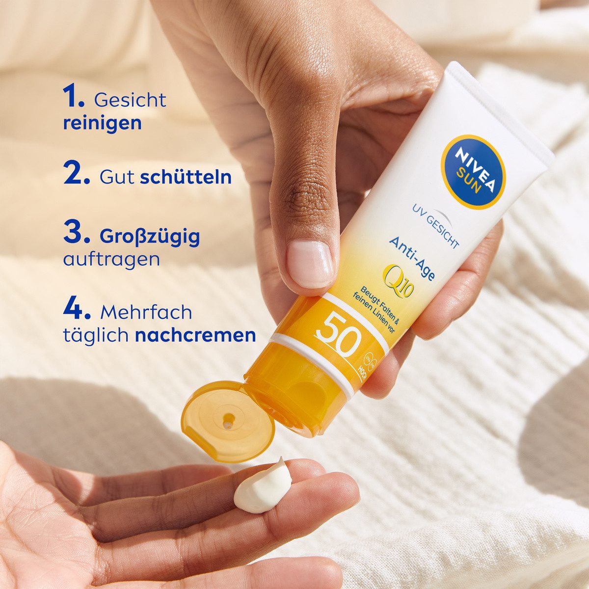 Nivea Sun Sonnenschutzcreme UV Face Q10 Anti-Age & Anti-Pigment LSF 50 Sonnenschutz 50ml, 1-tlg.