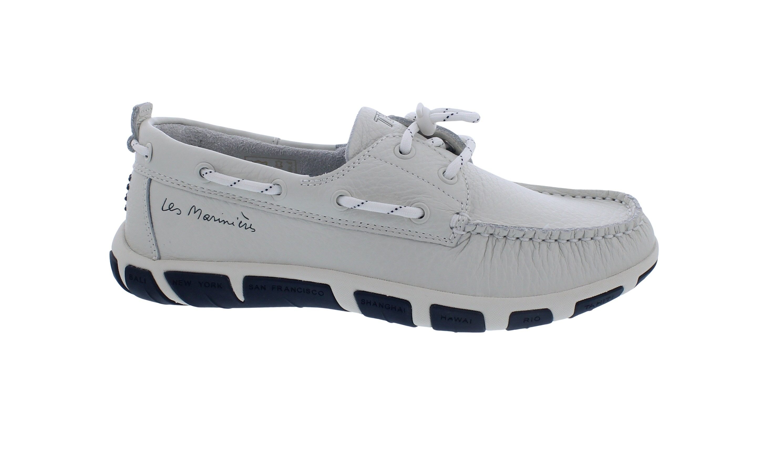 TBS Janaele Segelschuh, Dream Cruiser Glattleder, Blanc + Bleu, Wechse Bootsschuh