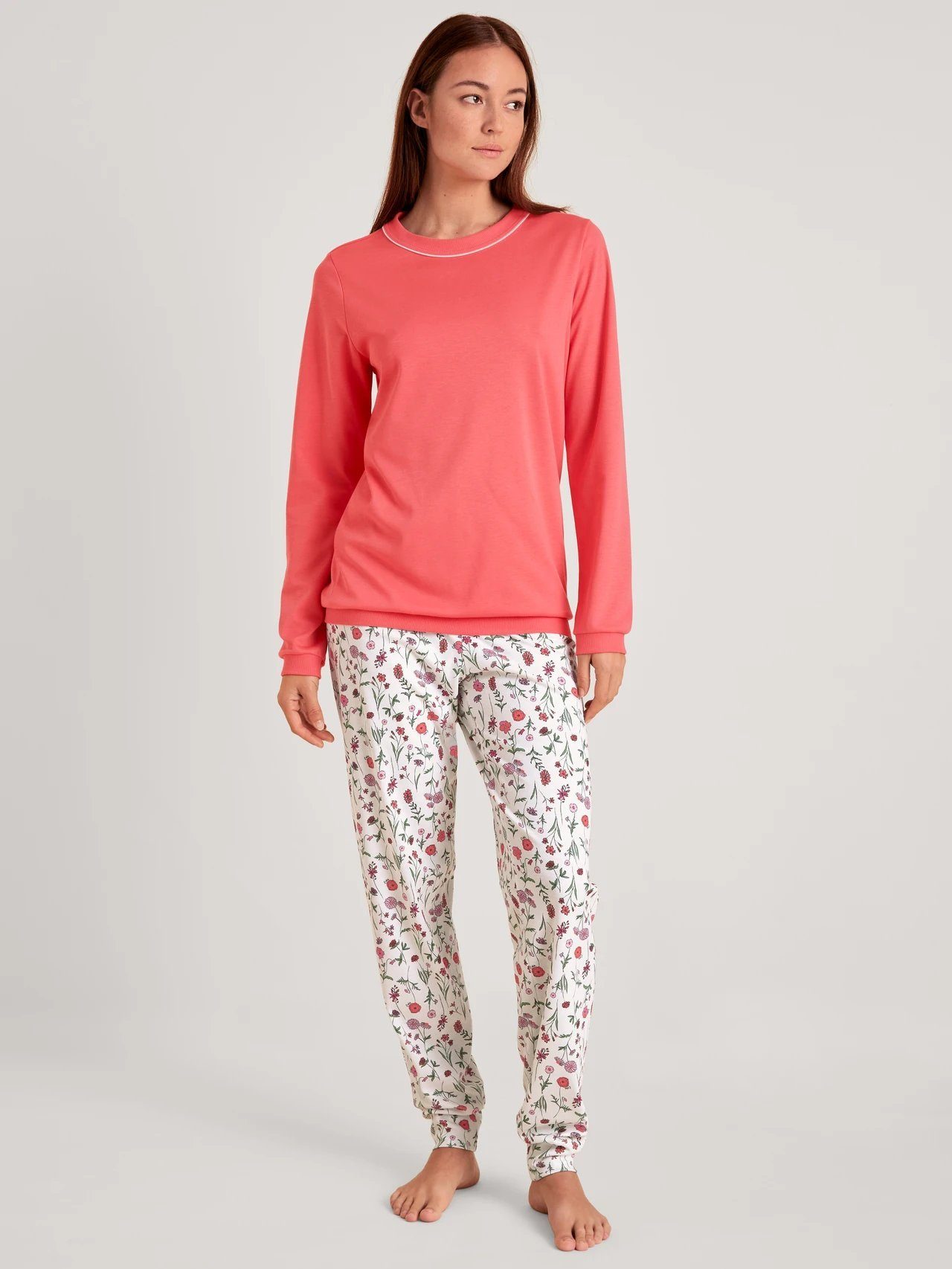 Damen 1 Calida Stück, (1 40536 tlg., CALIDA 1 porcelain Bündchenpyjama Stück) Pyjama rose