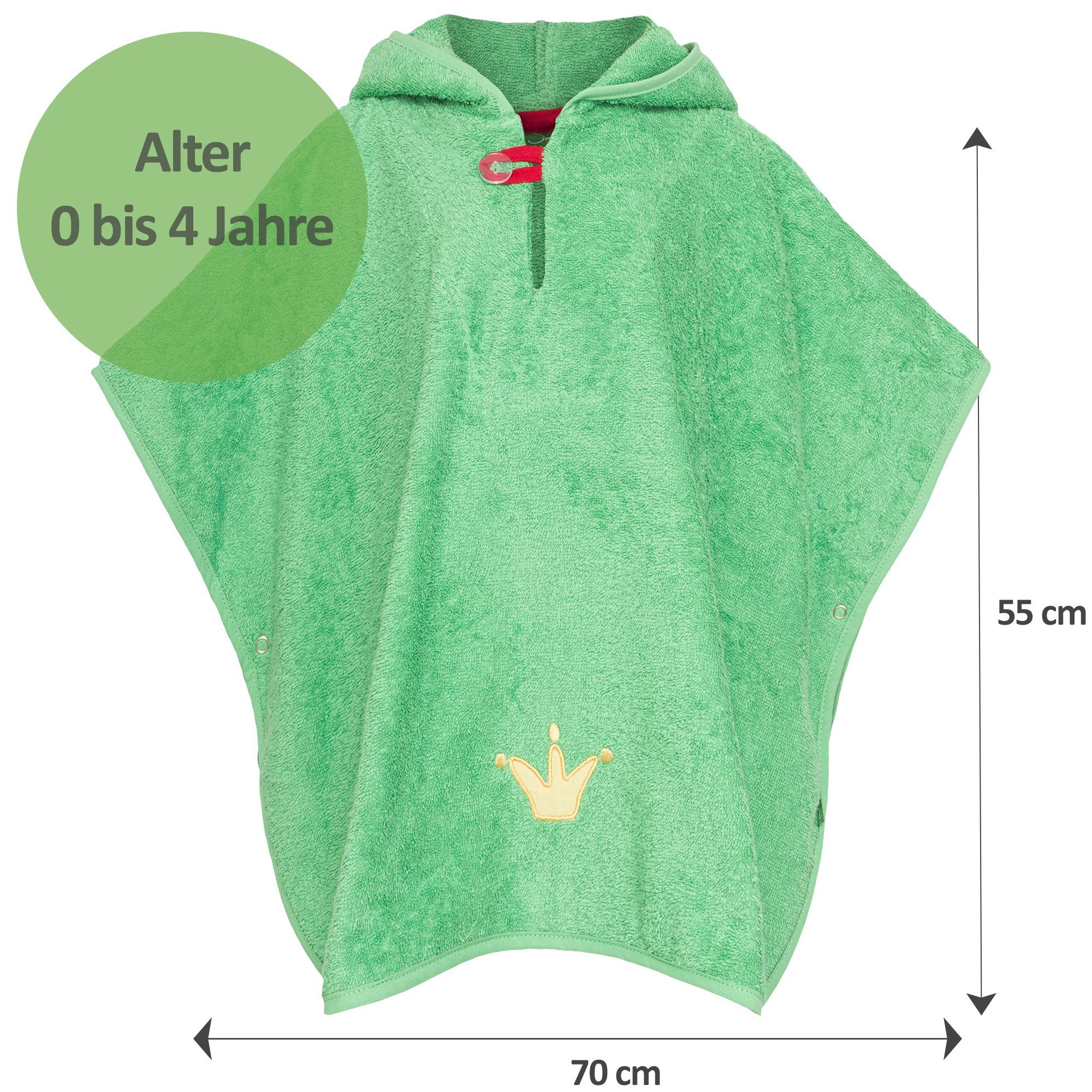 Smithy Badeponcho Baby Europe Frottee, made grün, Frosch, Armloch, am Frottee, Knöpfe in
