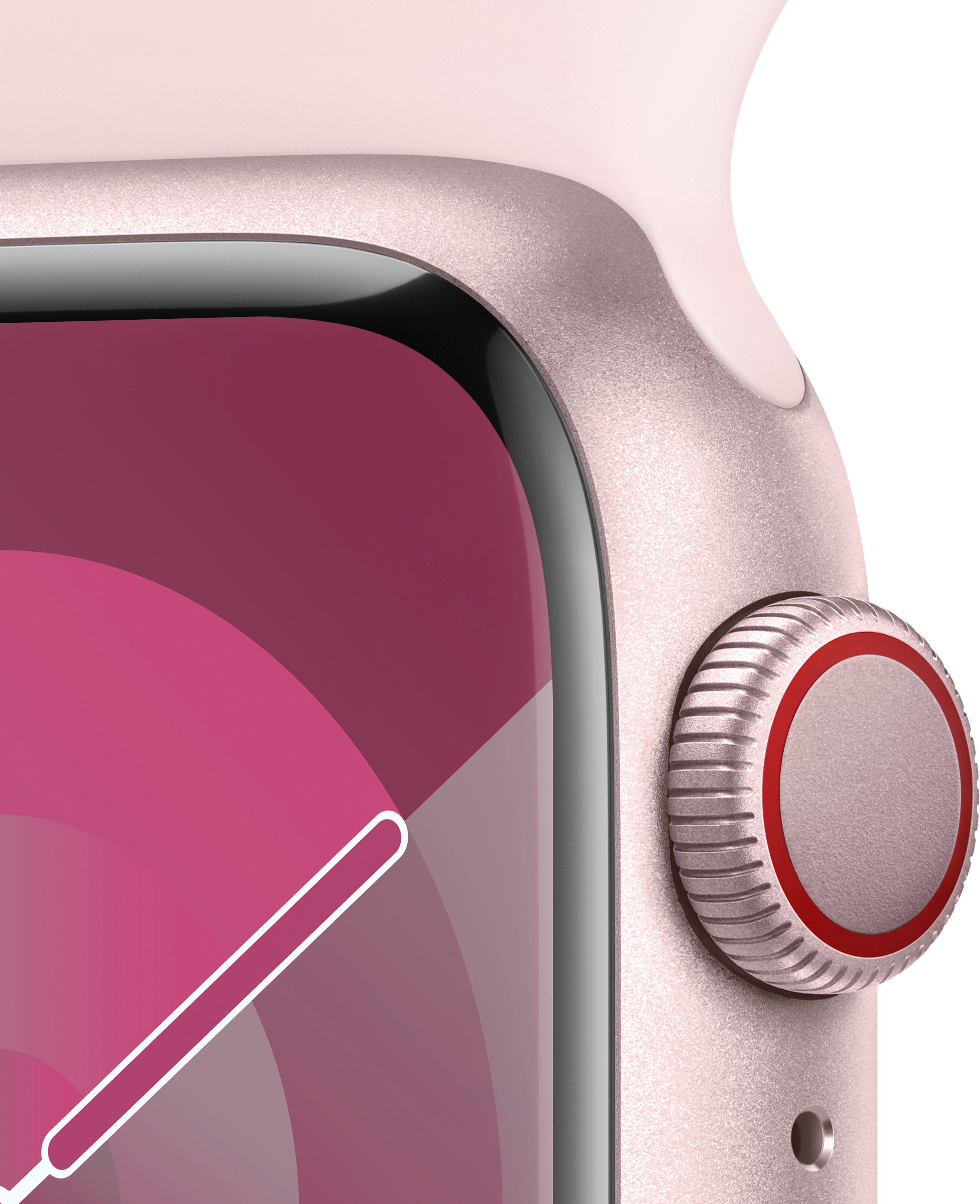 Rosa Watch OS Sport | (4,1 Apple GPS + Series 9 Smartwatch 41mm Watch Cellular Zoll, Band 10), Aluminium cm/1,61 Rosa