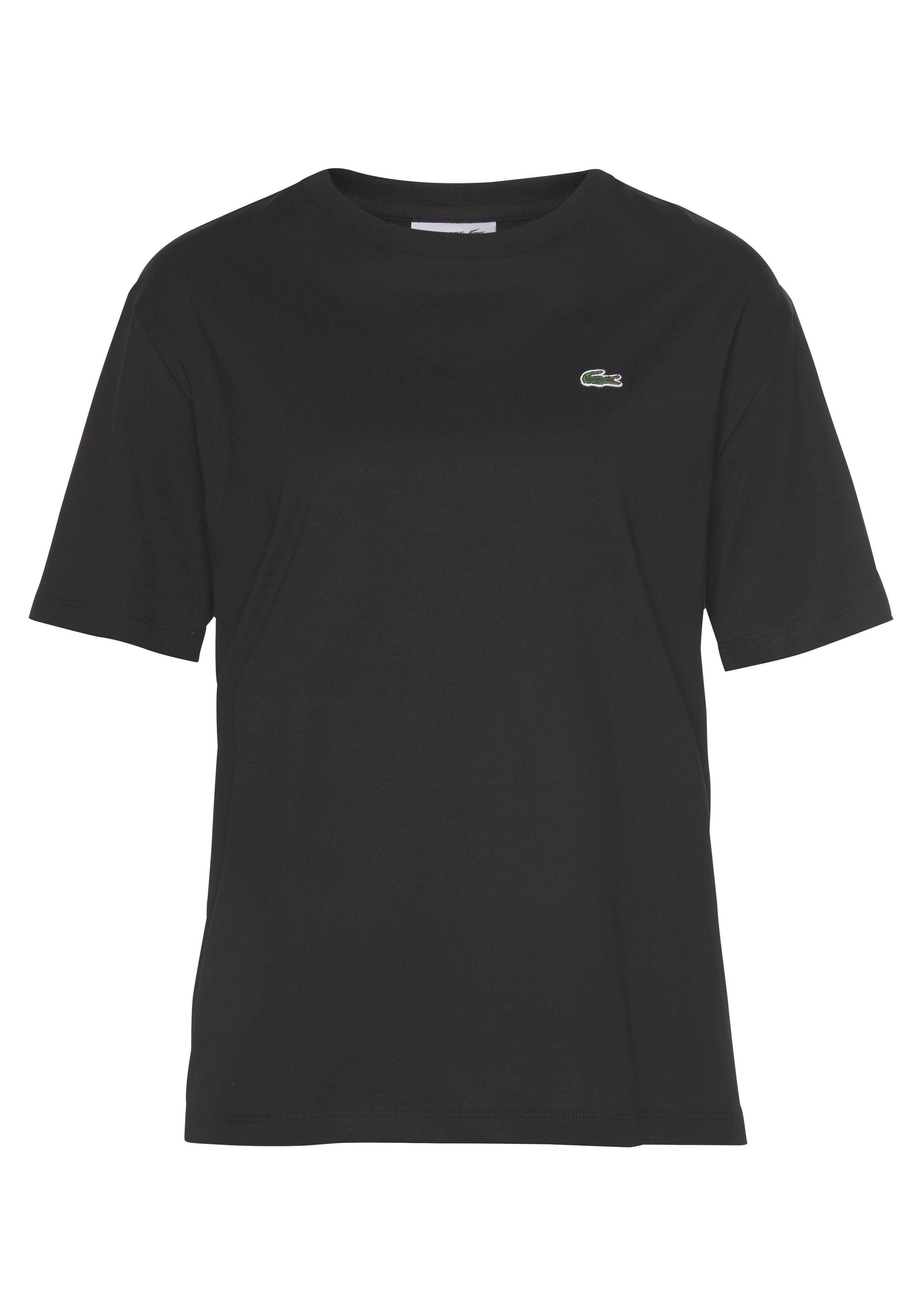 Lacoste T-Shirt (1-tlg) mit Lacoste-Logo auf der Brust schwarz