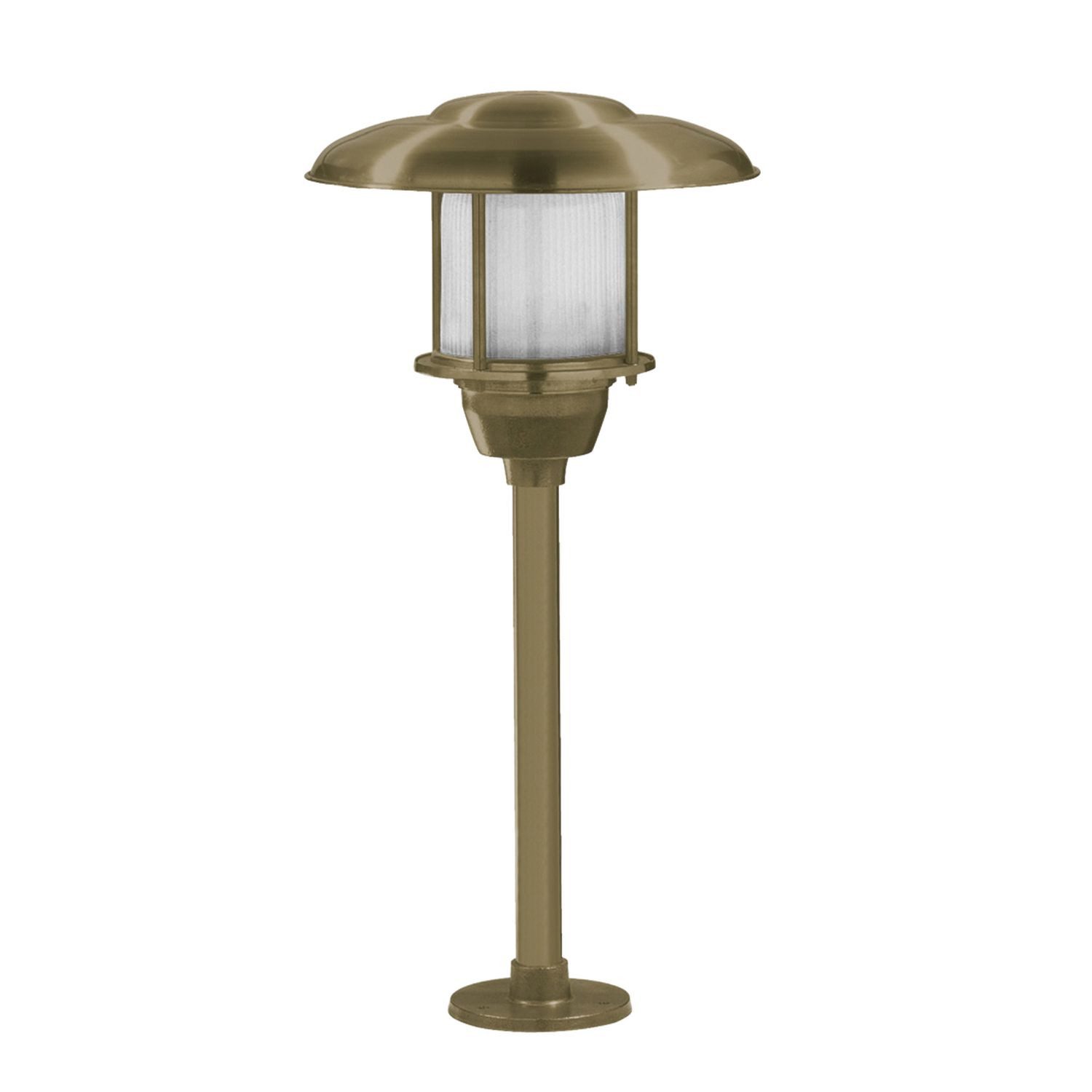 Licht-Erlebnisse Außen-Stehlampe KASSIA, ohne Leuchtmittel, Messing Glas E27 IP64 60 cm in rund Maritim