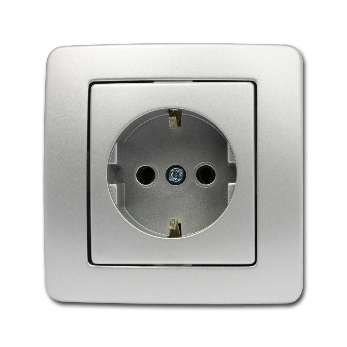 TEM Unterputz-Steckdose EKONOMIK Schuko-Steckdose silber, 250V~/16A, UP