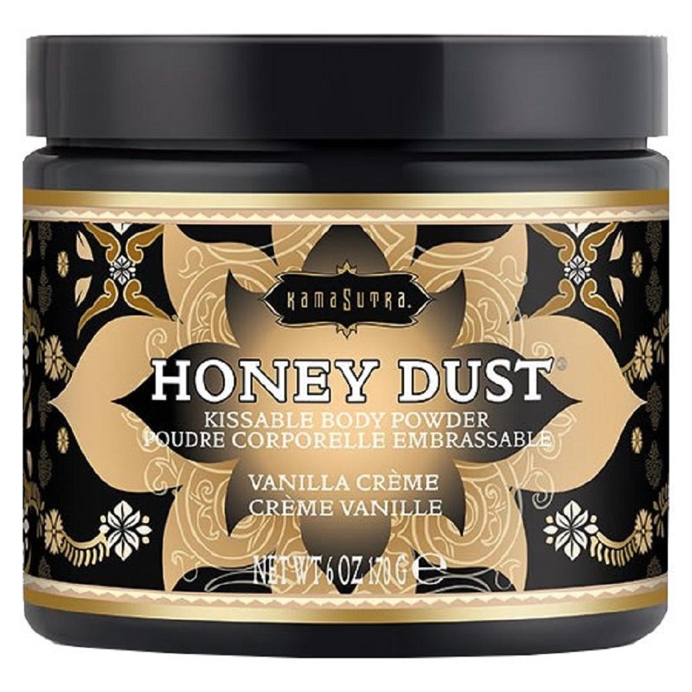 KamaSutra Intimpflege Honey Dust Vanilla Creme, Dose mit 170g, Körperpuder mit Federpinsel
