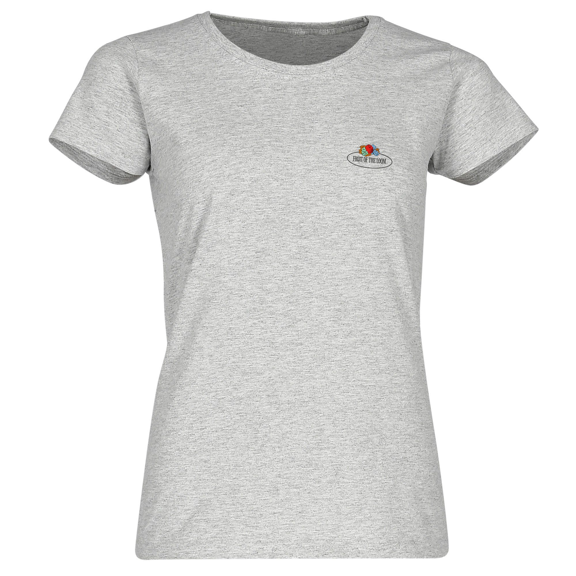 Fruit of the Loom Rundhalsshirt Damen T-Shirt mit Vintage-Logo graumeliert