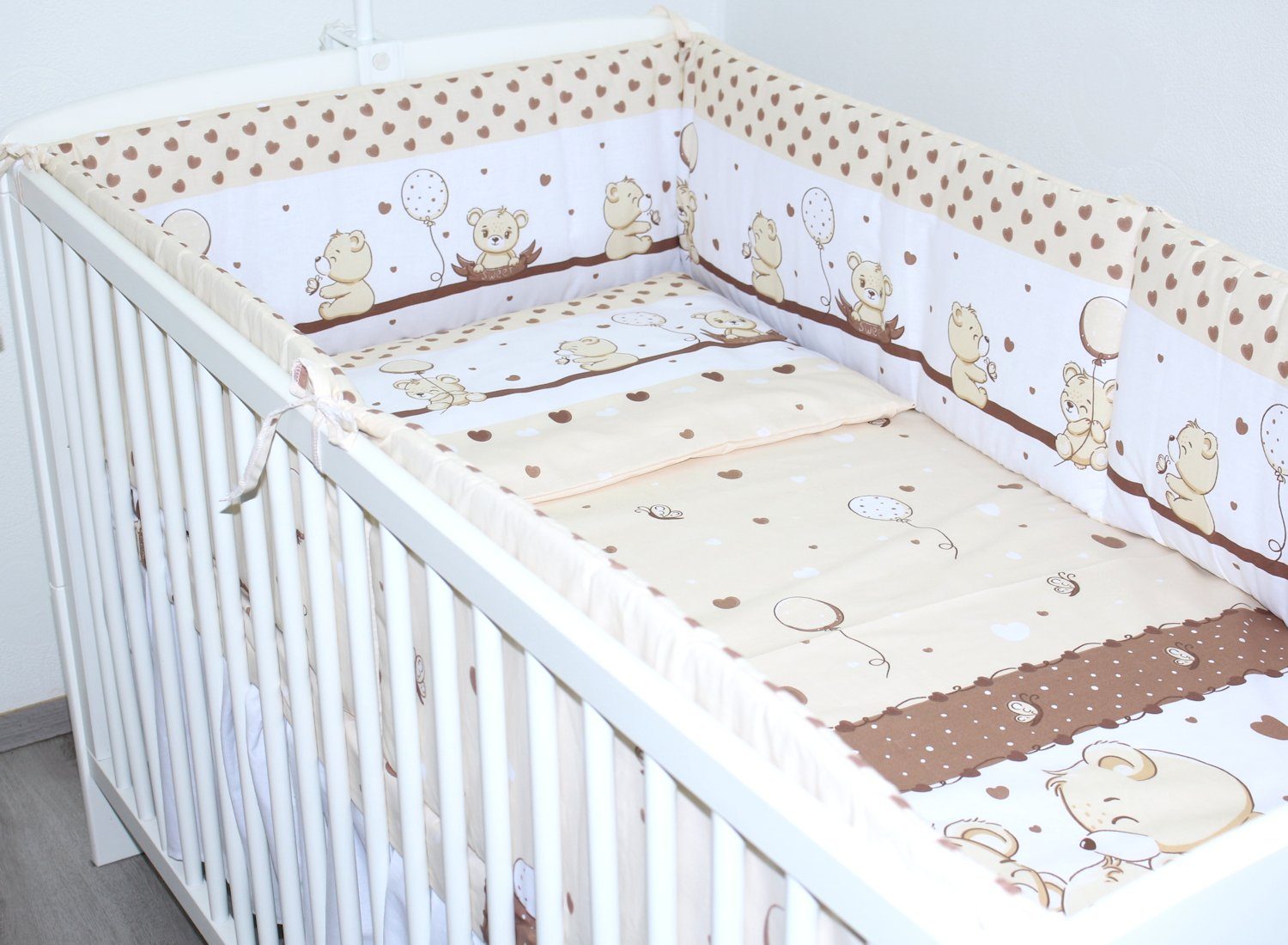 Babybettwäsche Baby Kinder Bettset- 3 teiliges mit 420 Nestchen Bettwäsche