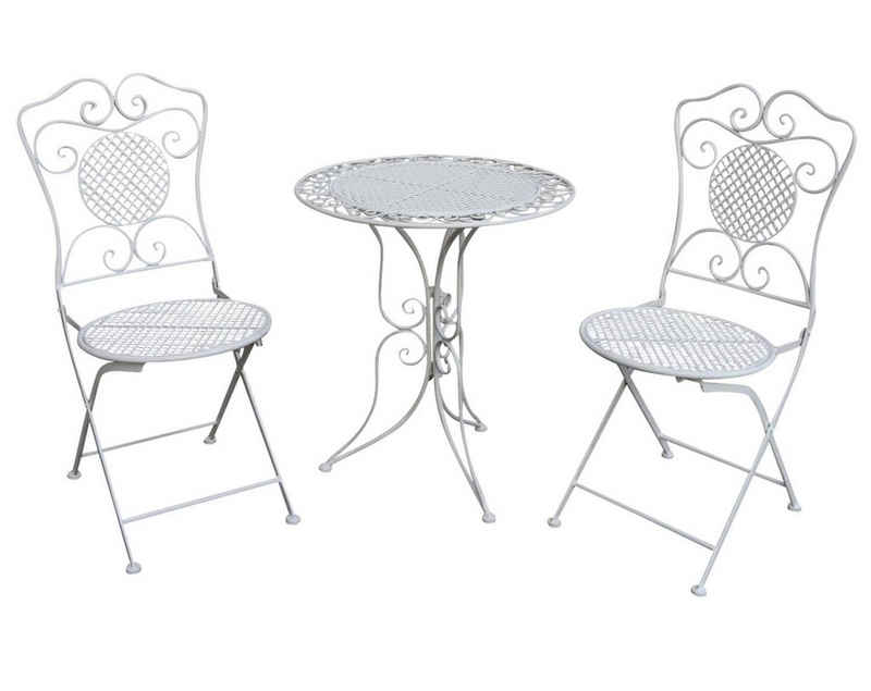 Aubaho Balkonset Gartenset Tisch + 2 Stühle Eisen Antik-Stil Gartengarnitur Bistroset w