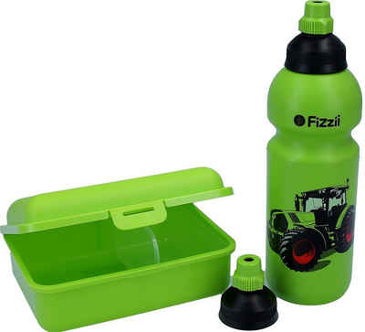 Fizzii Lunchbox Fizzii Trinkflasche 600ml und Brotdose Weltraum 3-er Set, mit Trennfach & extra Trinkverschluss